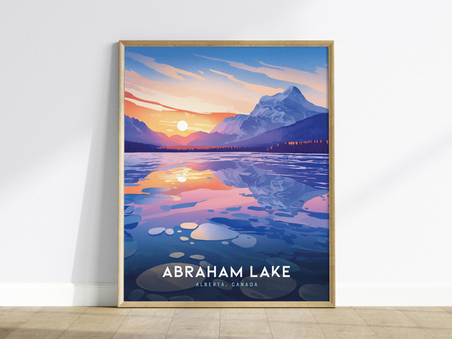 Abraham Lake Canada Frozen Bubbles Alberta Coastal Landscape Framed Unframed Travel Print Wall Art