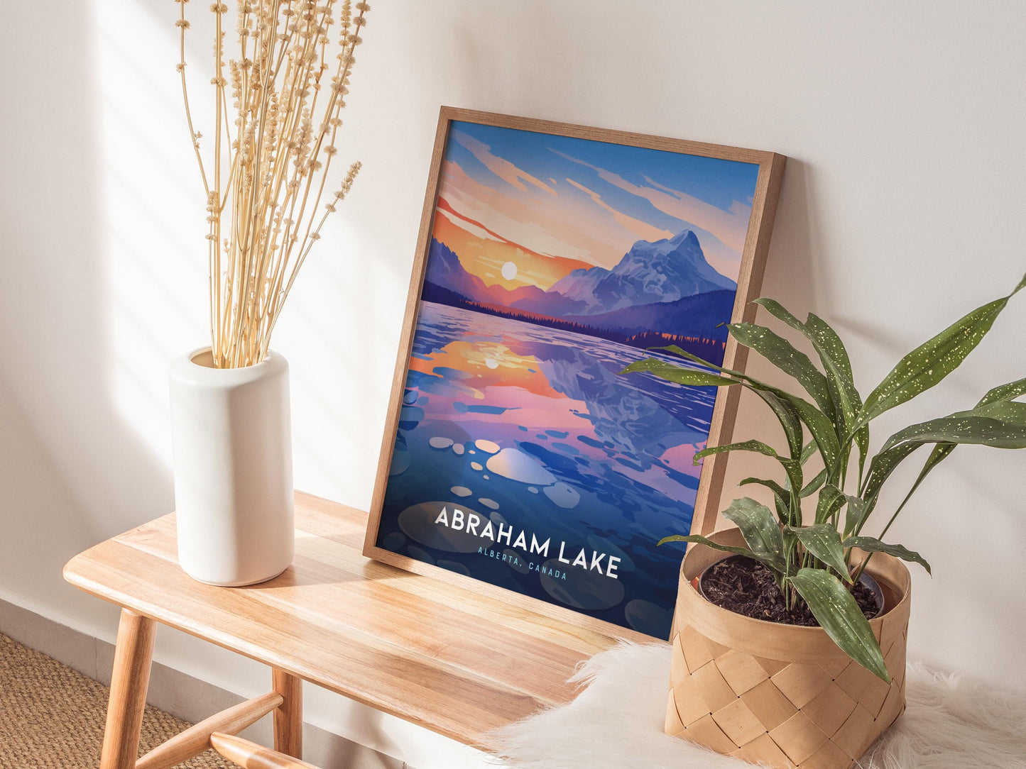 Abraham Lake Canada Frozen Bubbles Alberta Coastal Landscape Framed Unframed Travel Print Wall Art