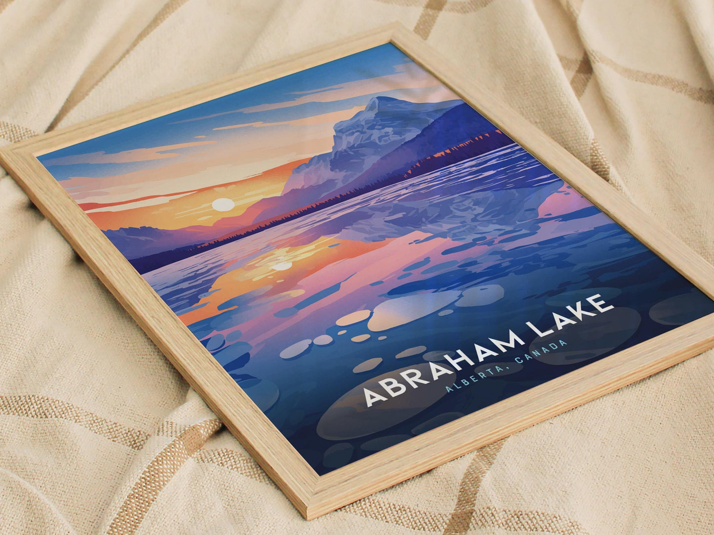Abraham Lake Canada Frozen Bubbles Alberta Coastal Landscape Framed Unframed Travel Print Wall Art