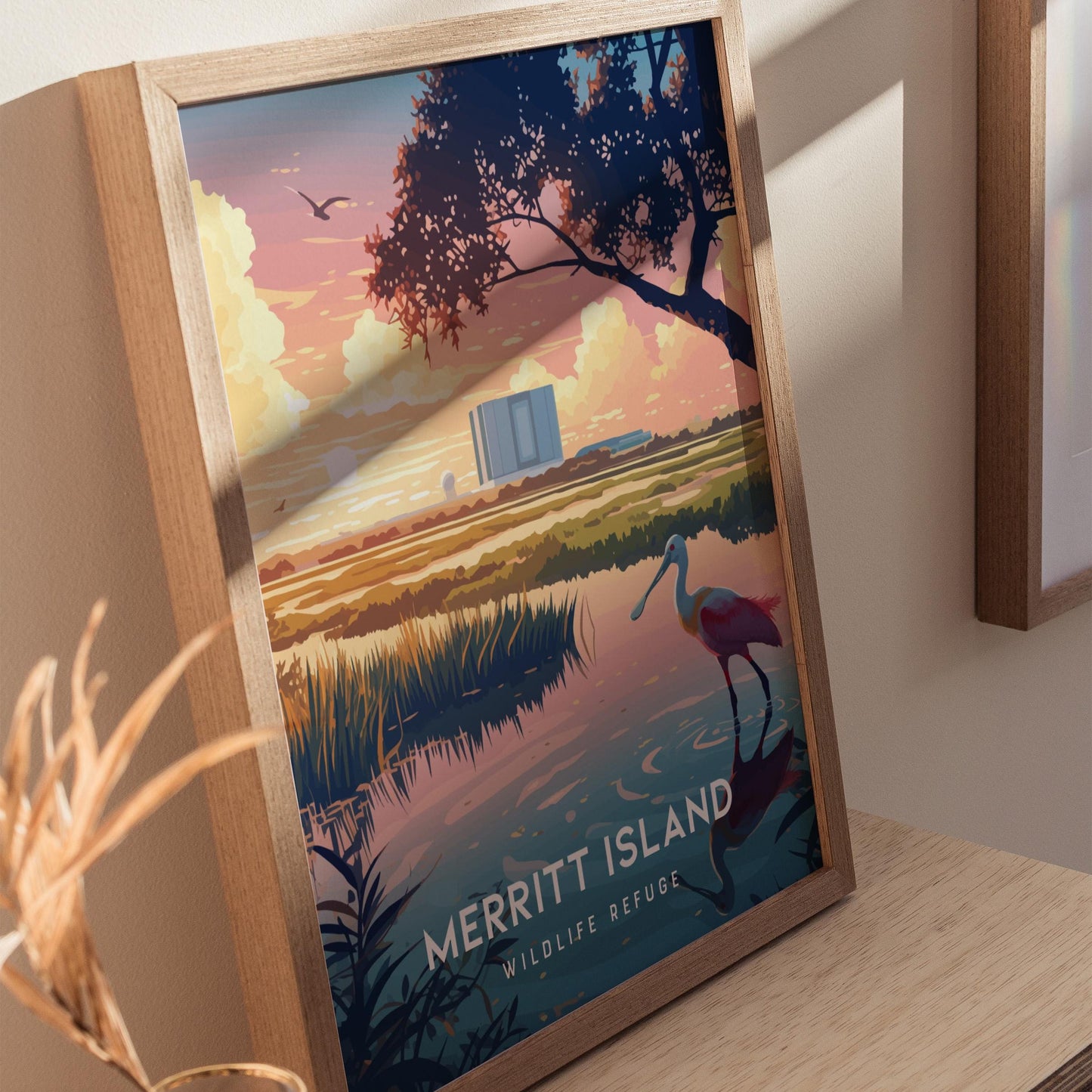 Merritt Island Wildlife Refuge Florida NASA Space Coast Framed Travel Print Wall Art