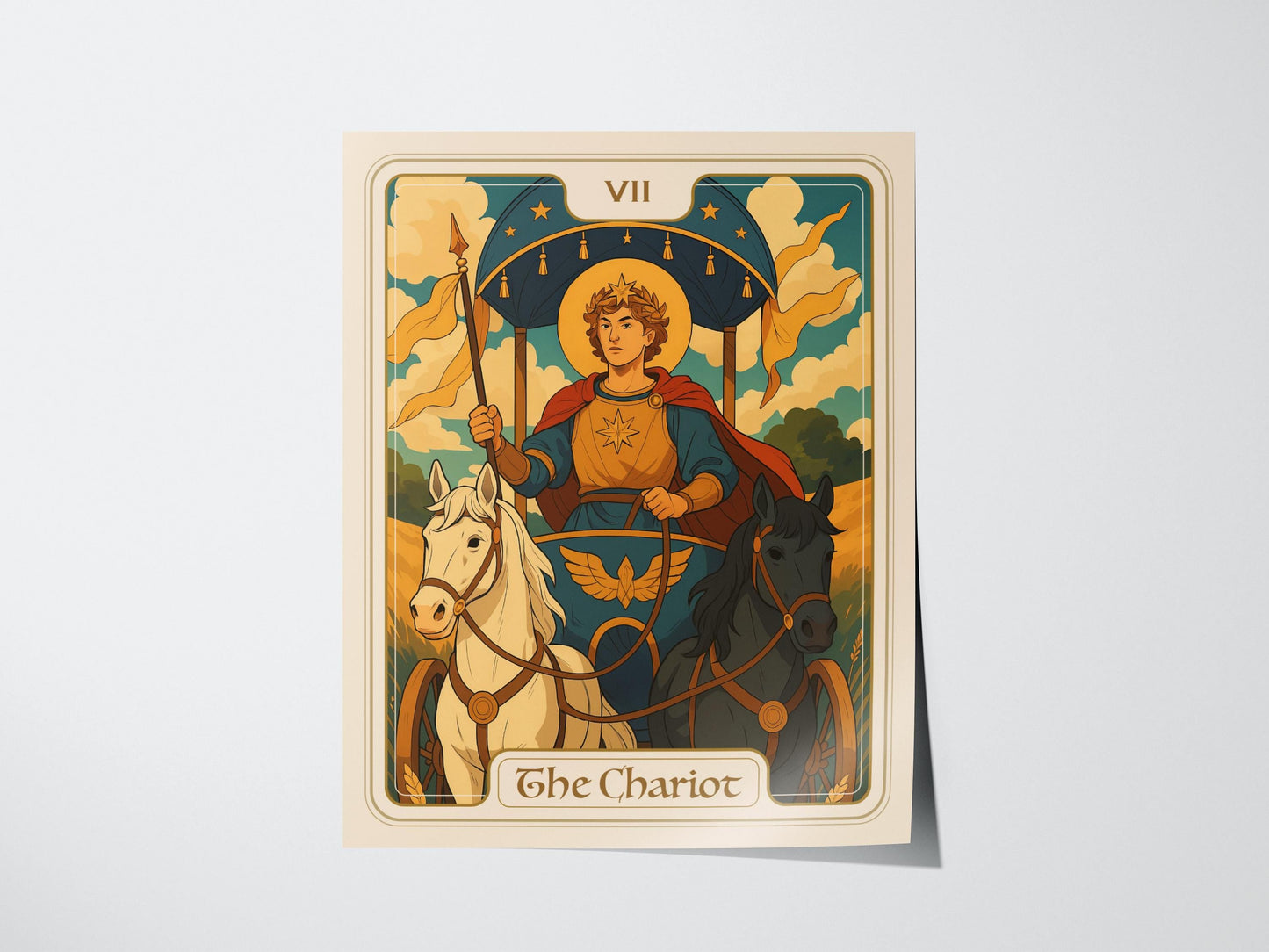 The Chariot Tarot Poster | Major Arcana Card VII | Victory Willpower Wall Art