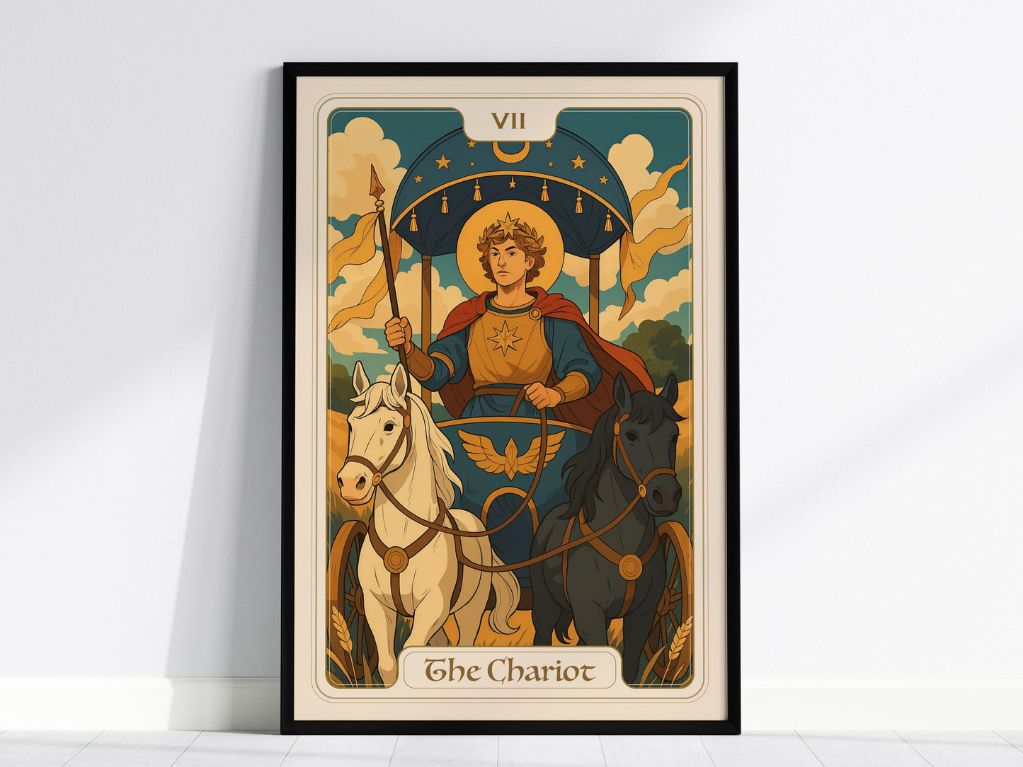 The Chariot Tarot Poster | Major Arcana Card VII | Victory Willpower Wall Art