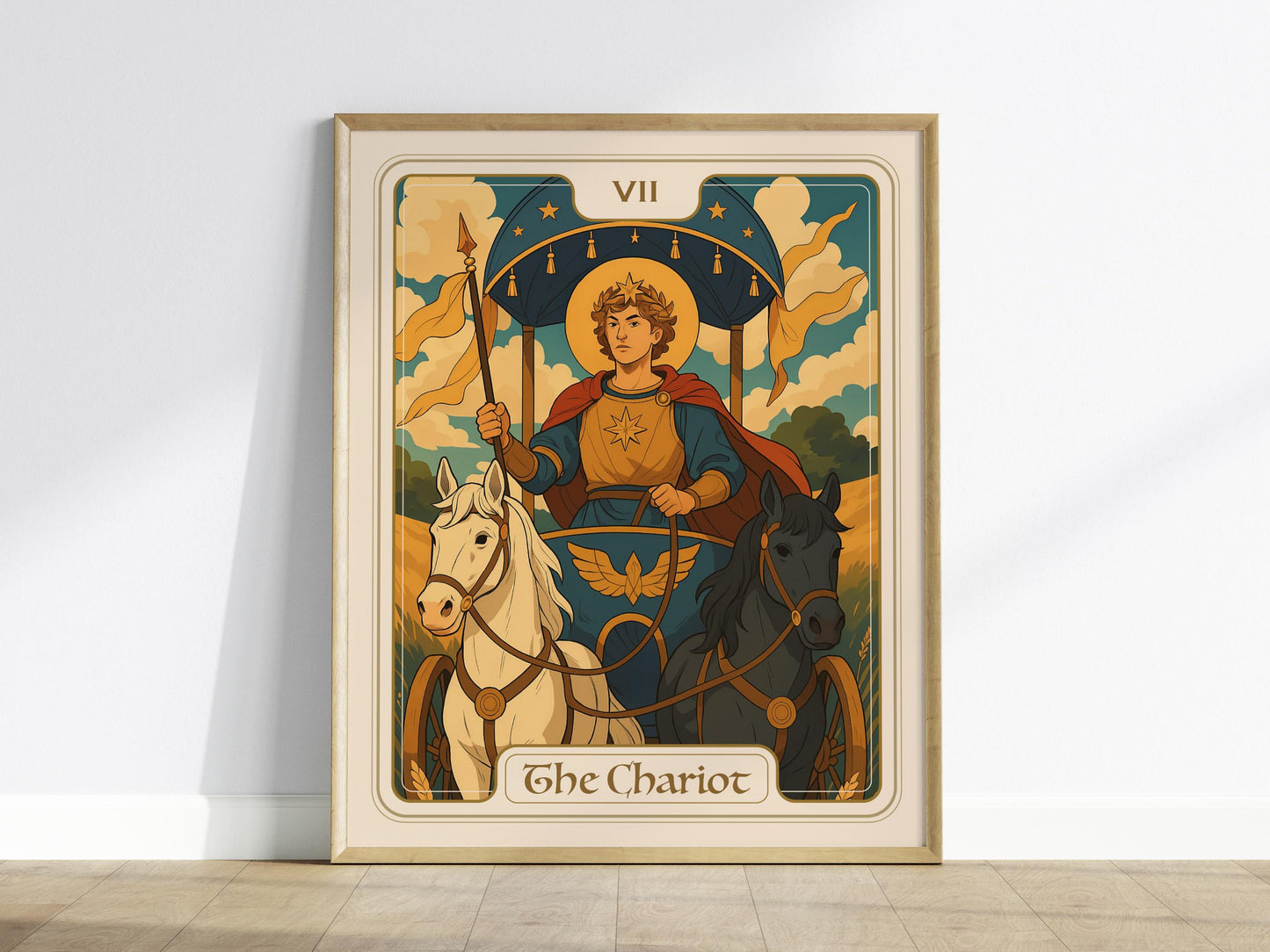 The Chariot Tarot Poster | Major Arcana Card VII | Victory Willpower Wall Art