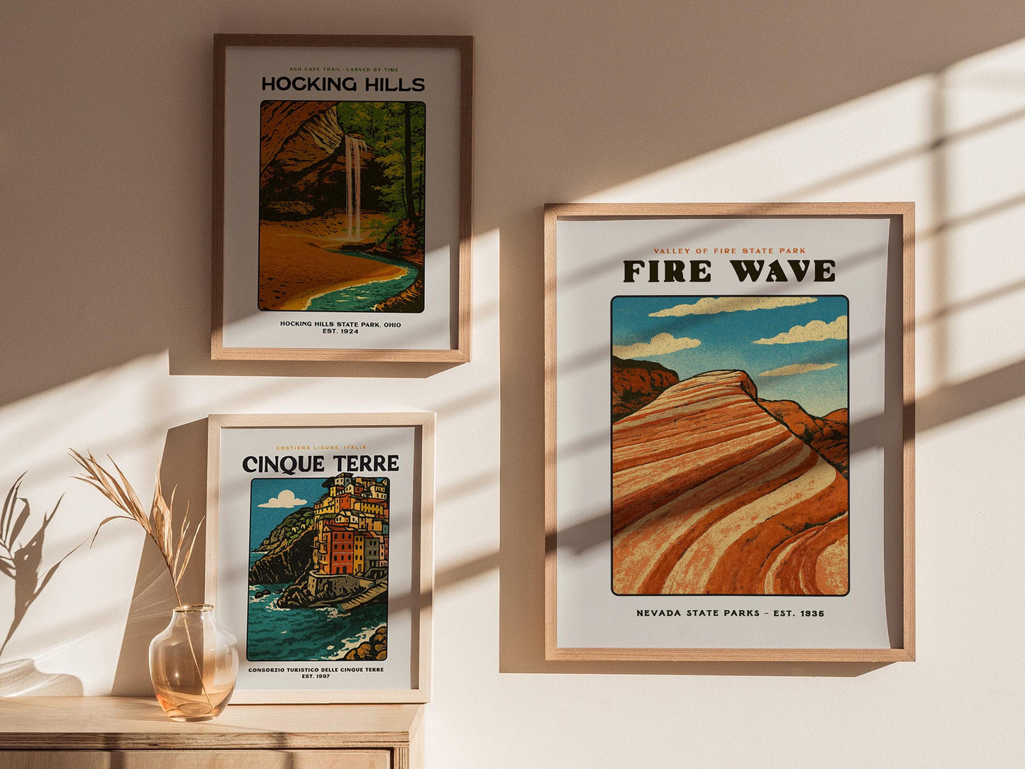 Fire Wave Valley of Fire State Park Nevada Desert Landscape Red Rock Hiking Framed Unframed Travel Print Wall Art