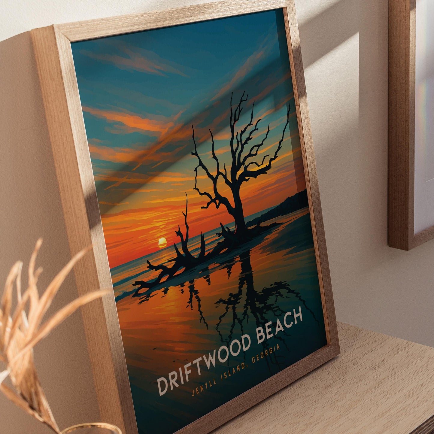 Driftwood Beach Jekyll Island Georgia Coastal Sunset Southern Framed Unframed Travel Print Wall Art