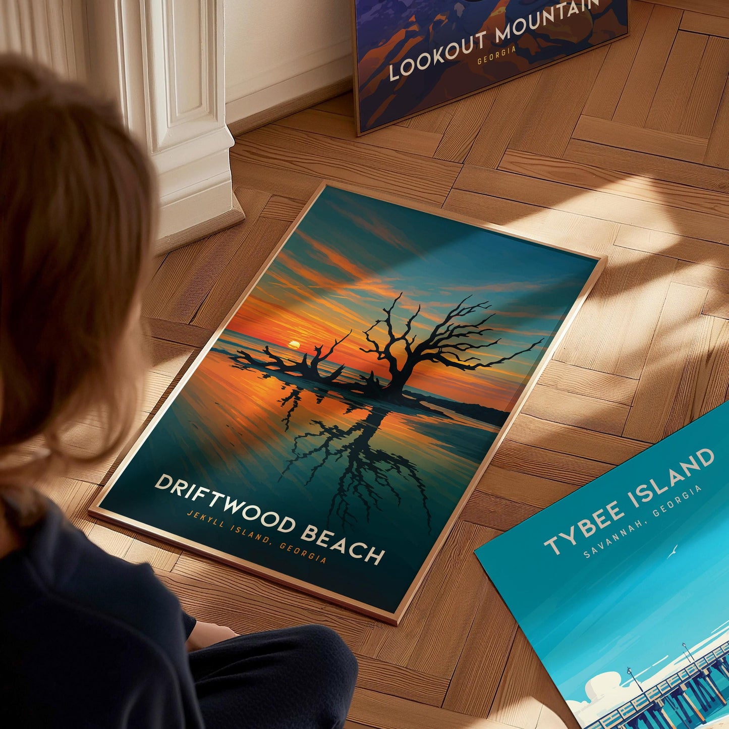 Driftwood Beach Jekyll Island Georgia Coastal Sunset Southern Framed Unframed Travel Print Wall Art