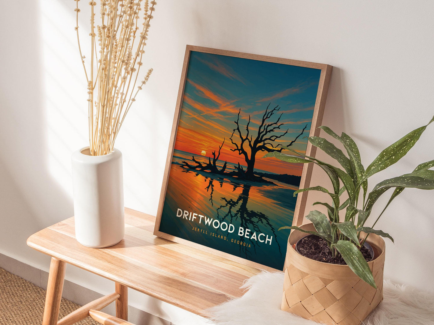 Driftwood Beach Jekyll Island Georgia Coastal Sunset Southern Framed Unframed Travel Print Wall Art