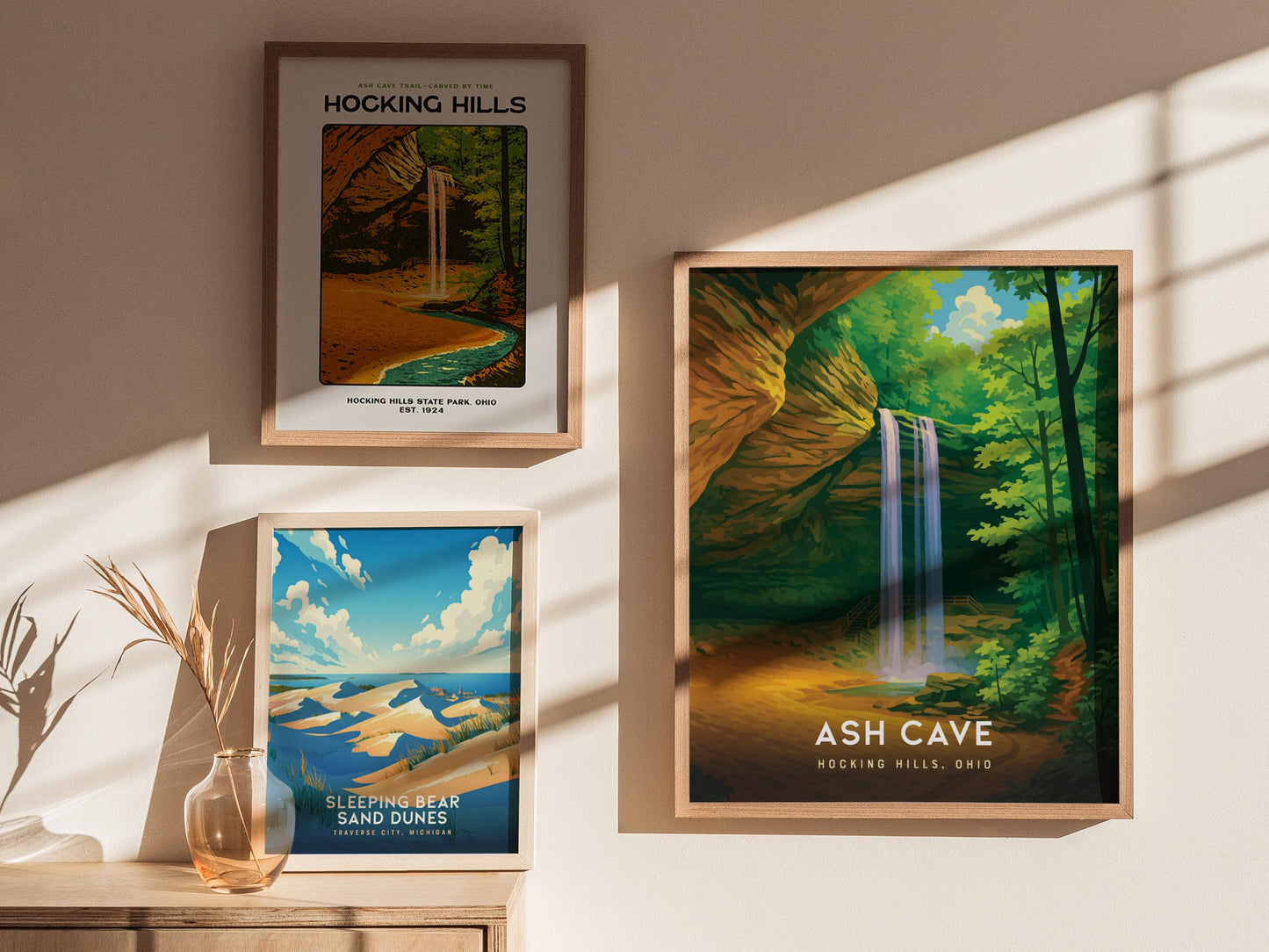 Ash Cave Hocking Hills Ohio Waterfall Nature Trail Wall Art Hiking Travel Print