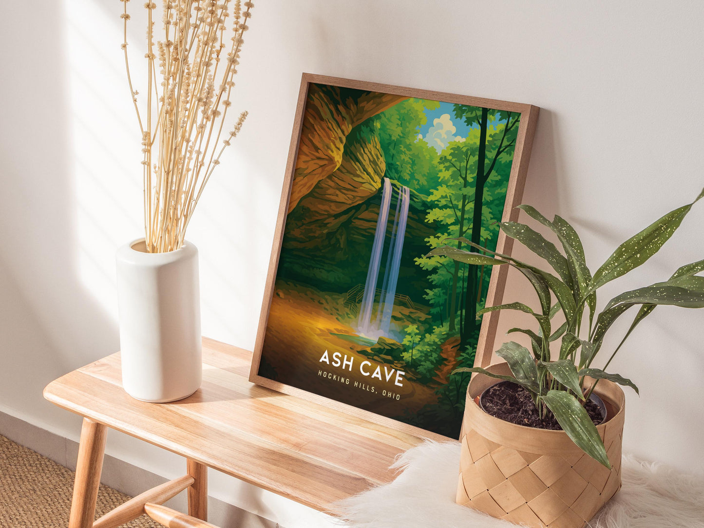 Ash Cave Hocking Hills Ohio Waterfall Nature Trail Wall Art Hiking Travel Print