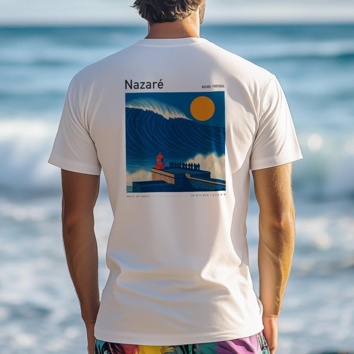 Nazaré Portugal Surf Shirt Vintage Style Pocket Tee