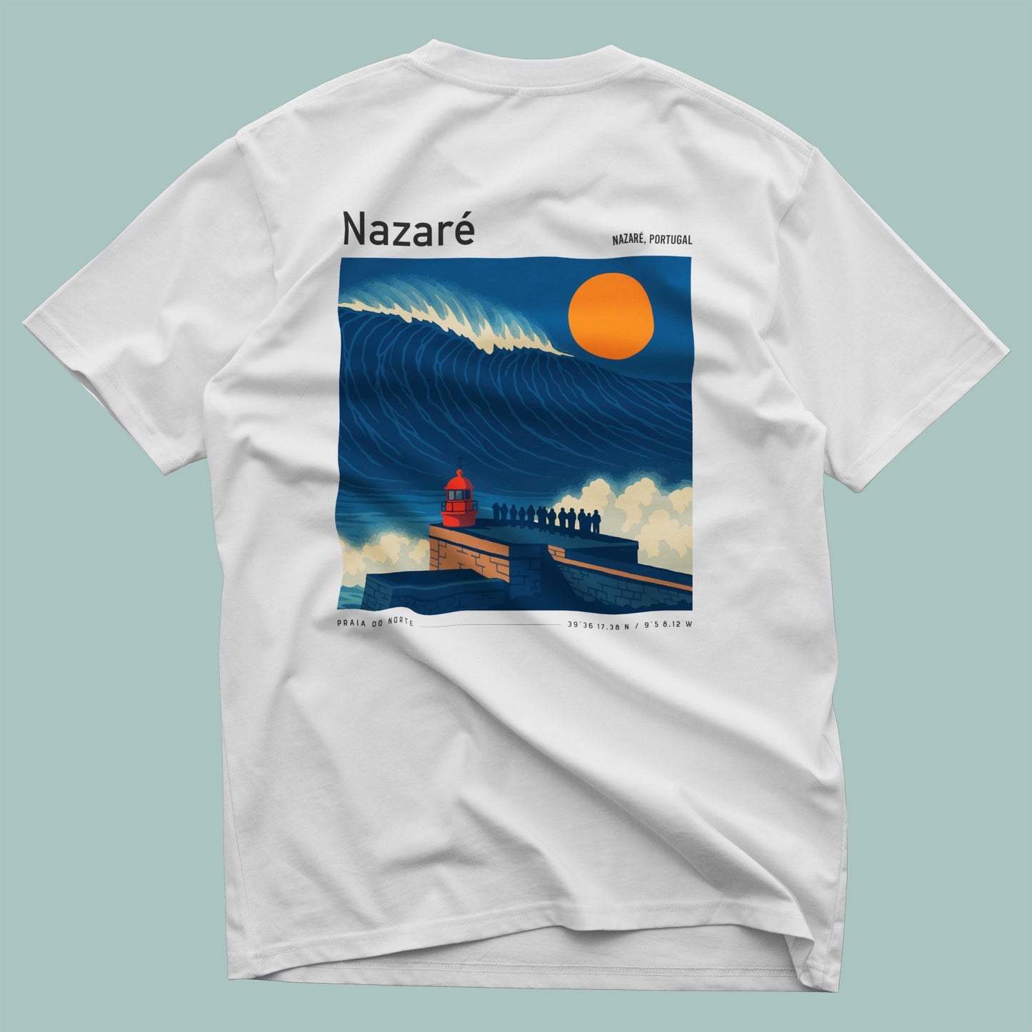 Nazaré Portugal Surf Shirt Vintage Style Pocket Tee