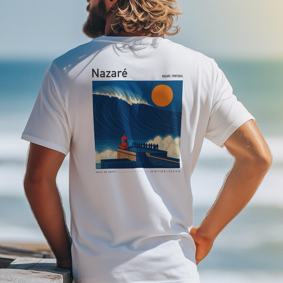 Nazaré Portugal Surf Shirt Vintage Style Pocket Tee