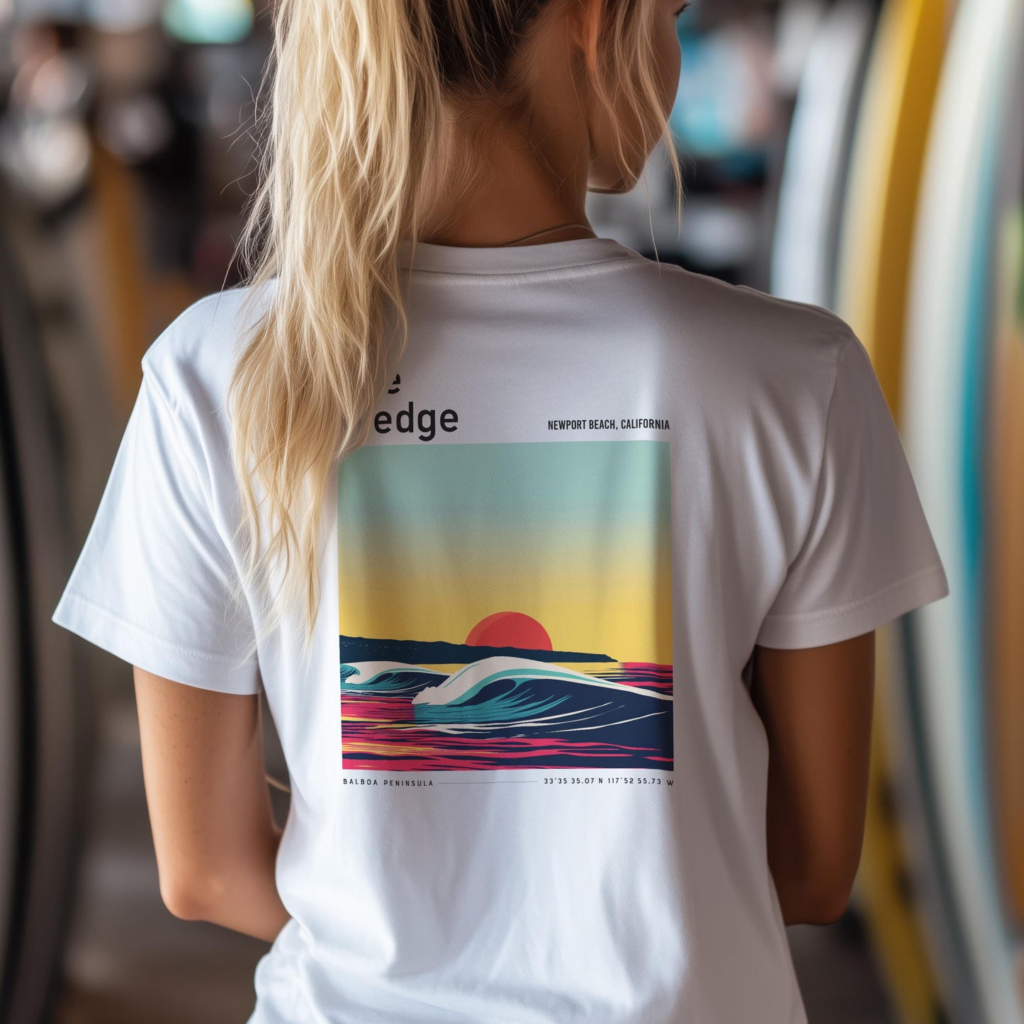 The Wedge Newport Beach California Surf Shirt Pocket Tee