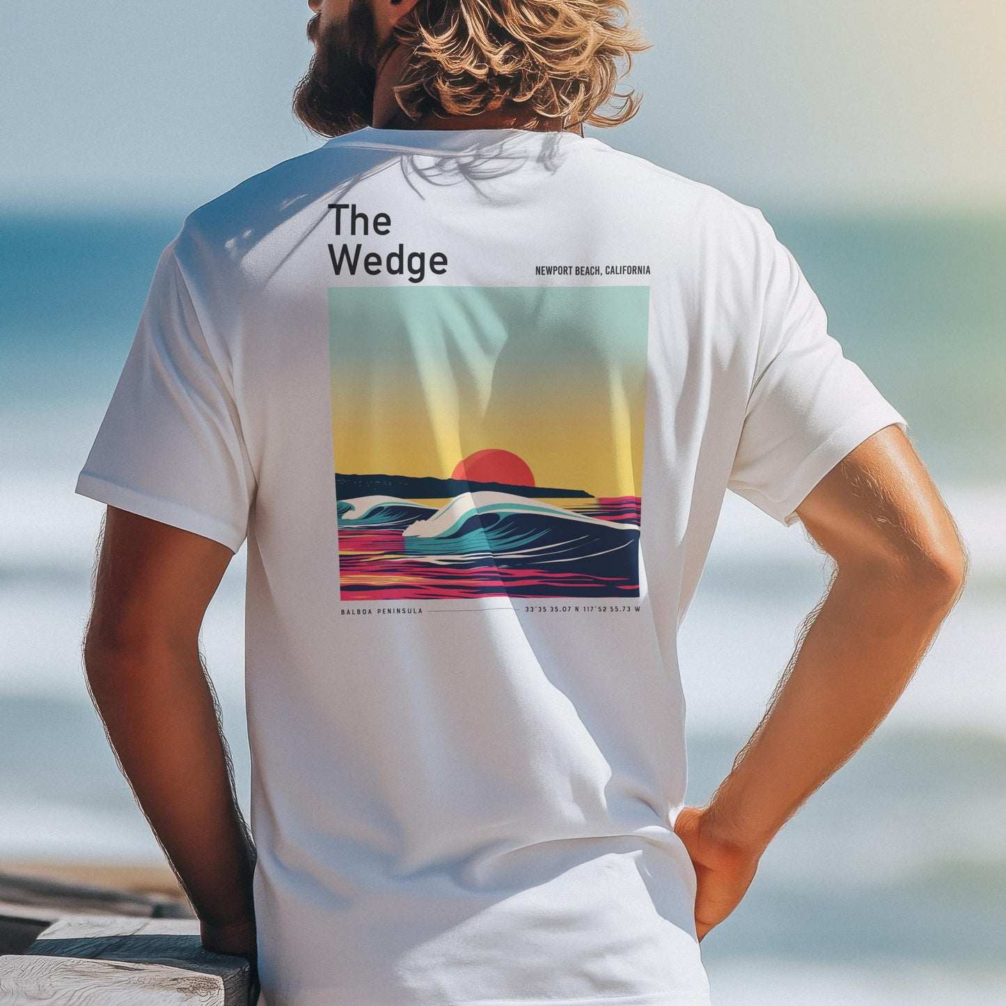 The Wedge Newport Beach California Surf Shirt Pocket Tee