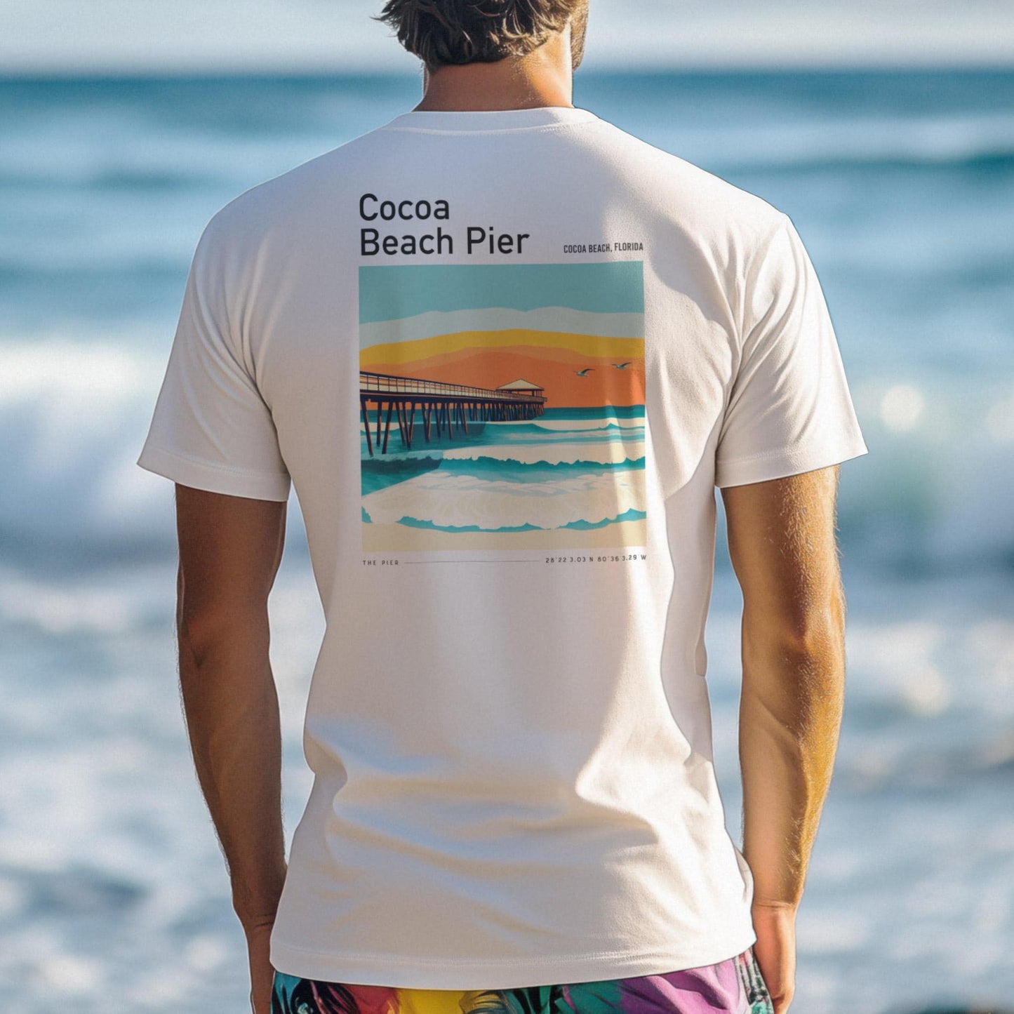 Cocoa Beach Pier Florida Surf Shirt Classic Pocket Tee