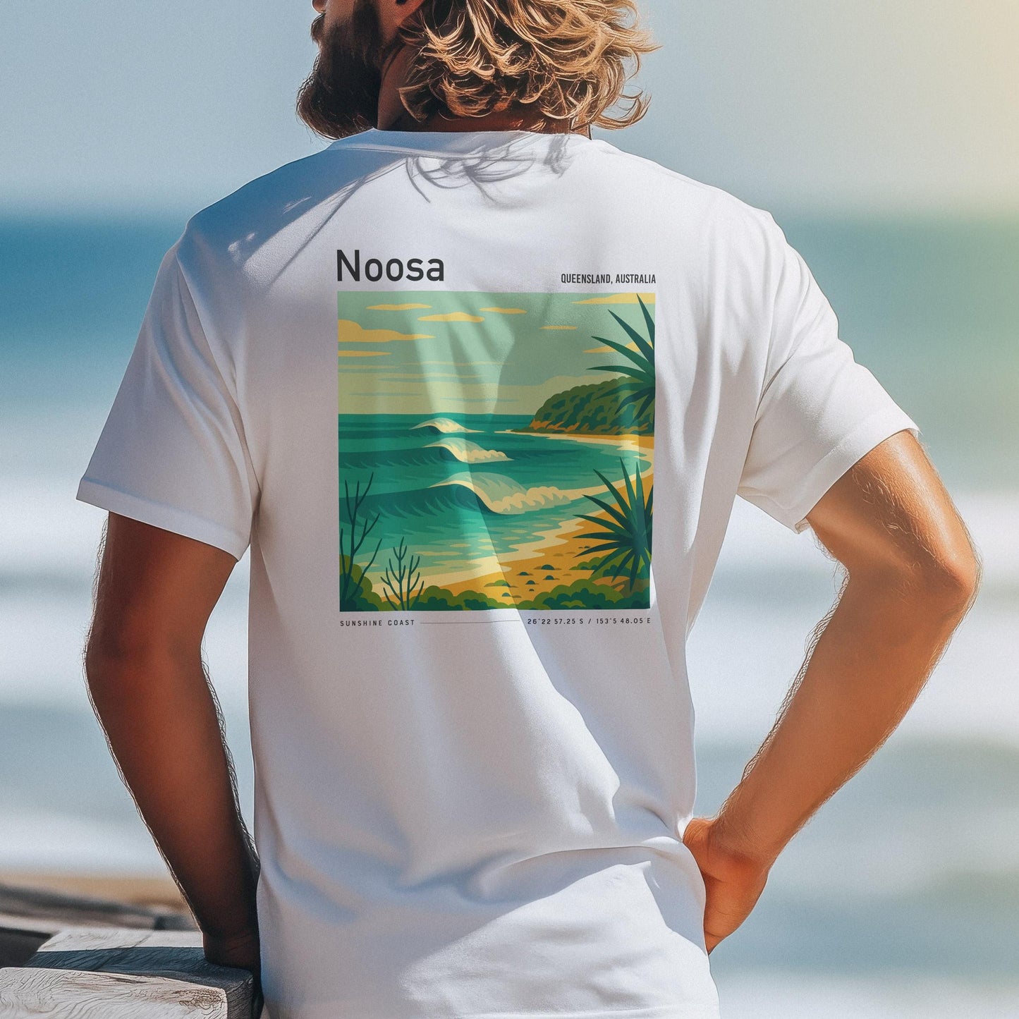 Noosa Australia Longboard Wave Surf Shirt Pocket Tee