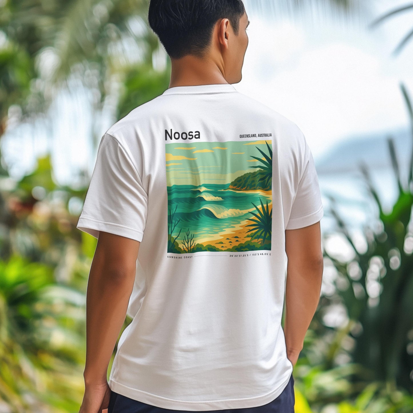 Noosa Australia Longboard Wave Surf Shirt Pocket Tee
