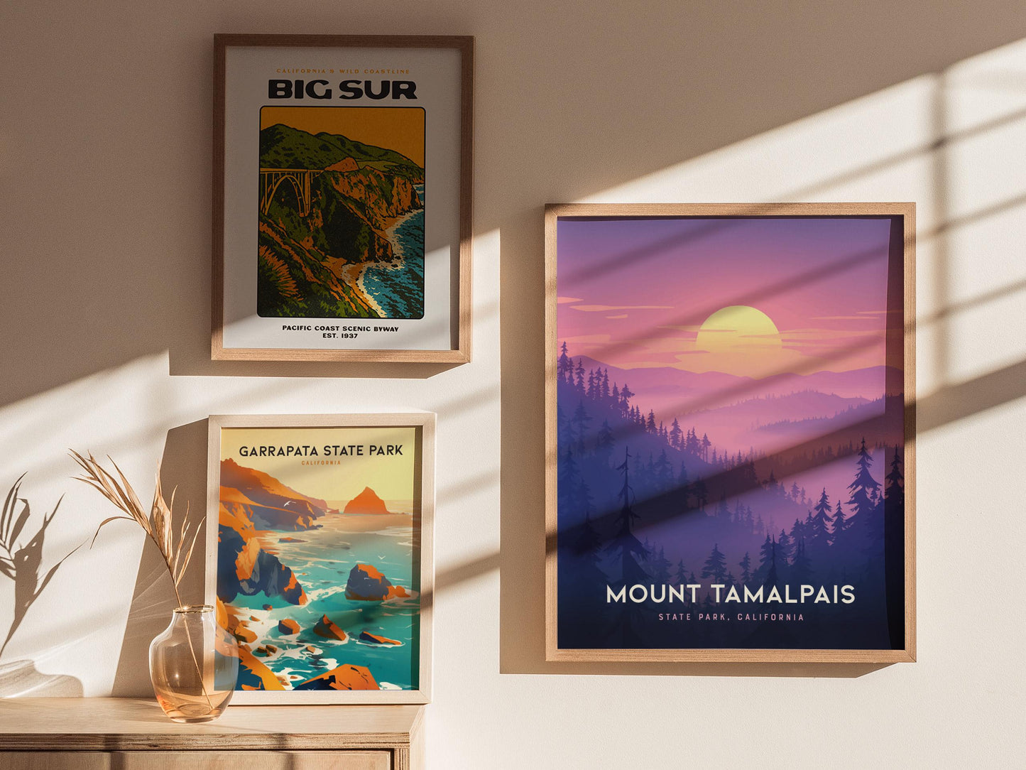 Mount Tamalpais State Park California Sunset Framed Travel Print Wall Art