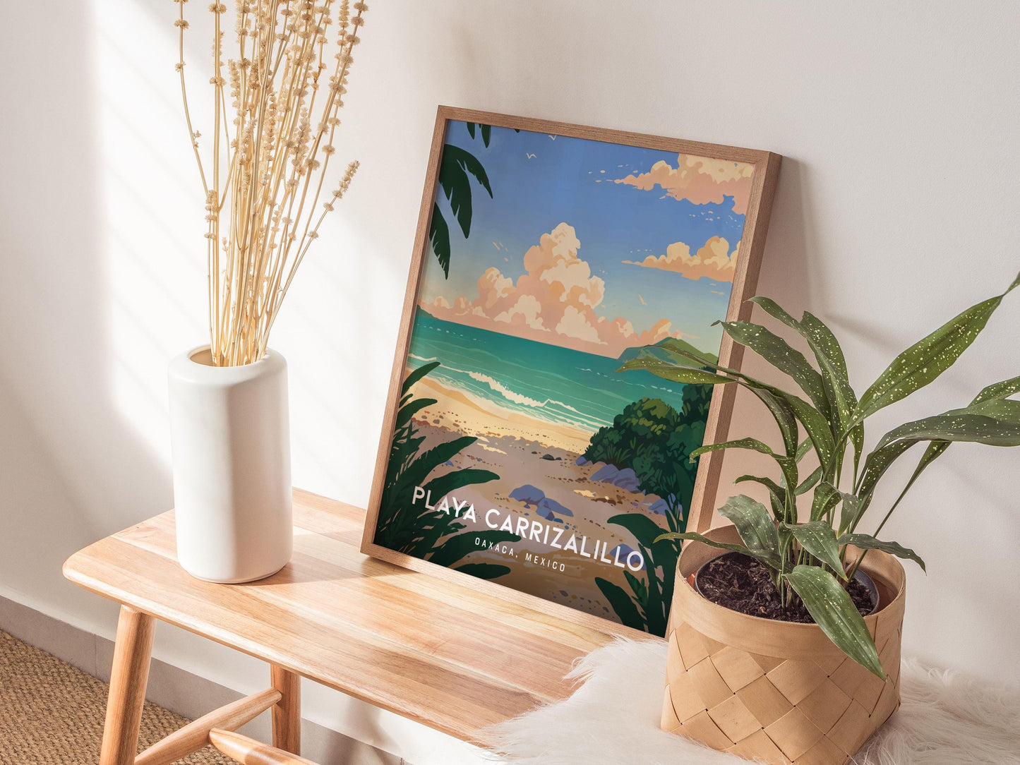 Playa Carrizalillo Oaxaca Beach Mexico Wall Art Framed Travel Print Wall Art