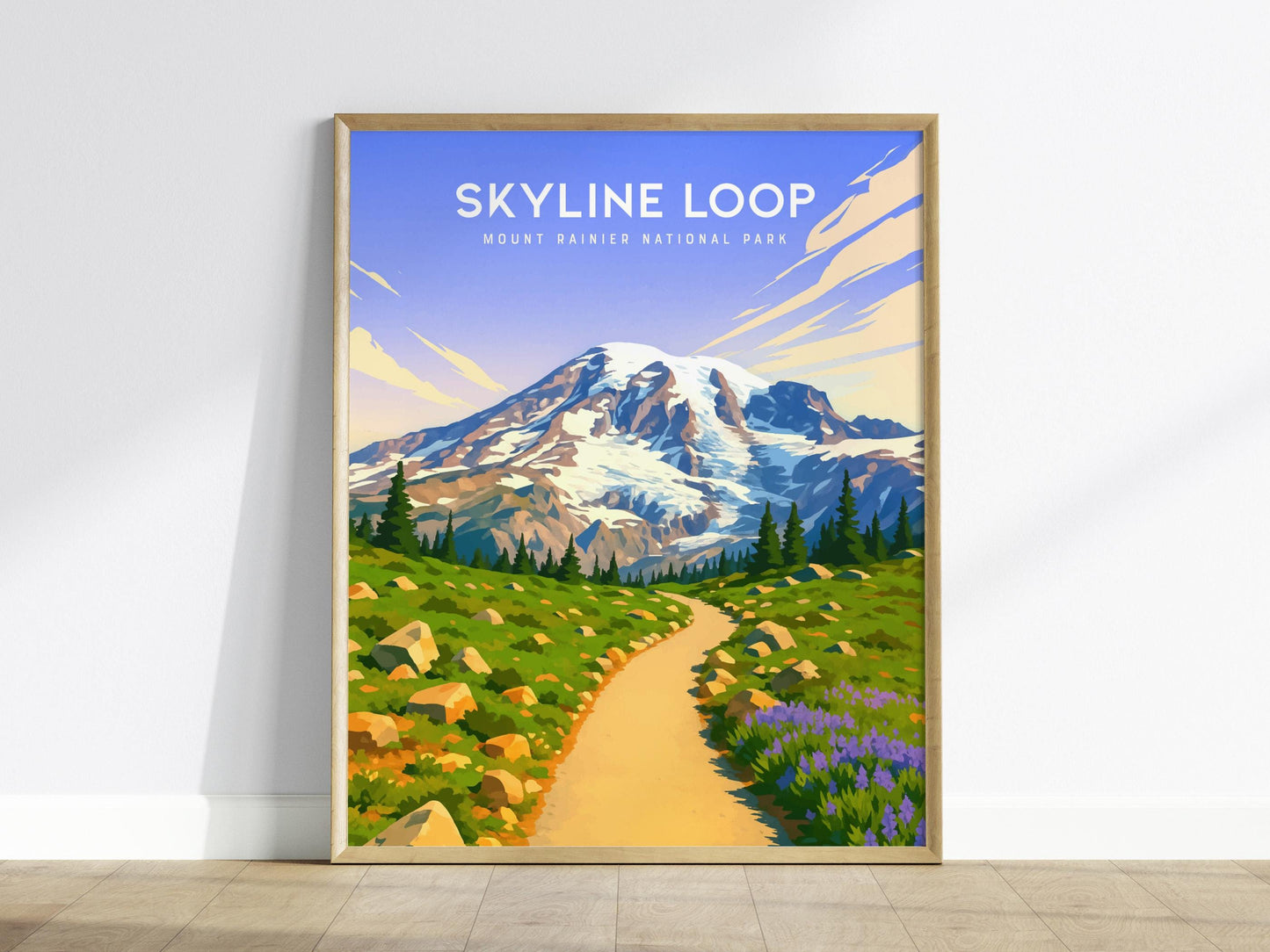 Skyline Loop Trail Mount Rainier National Park Framed Travel Print Wall Art