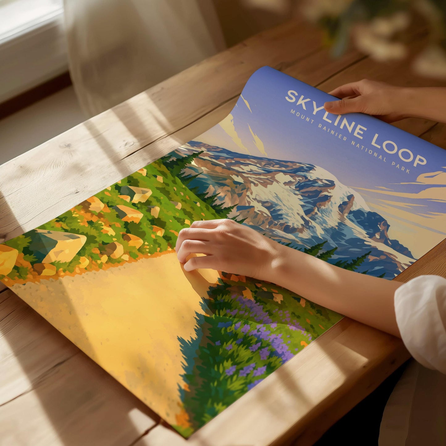 Skyline Loop Trail Mount Rainier National Park Framed Travel Print Wall Art