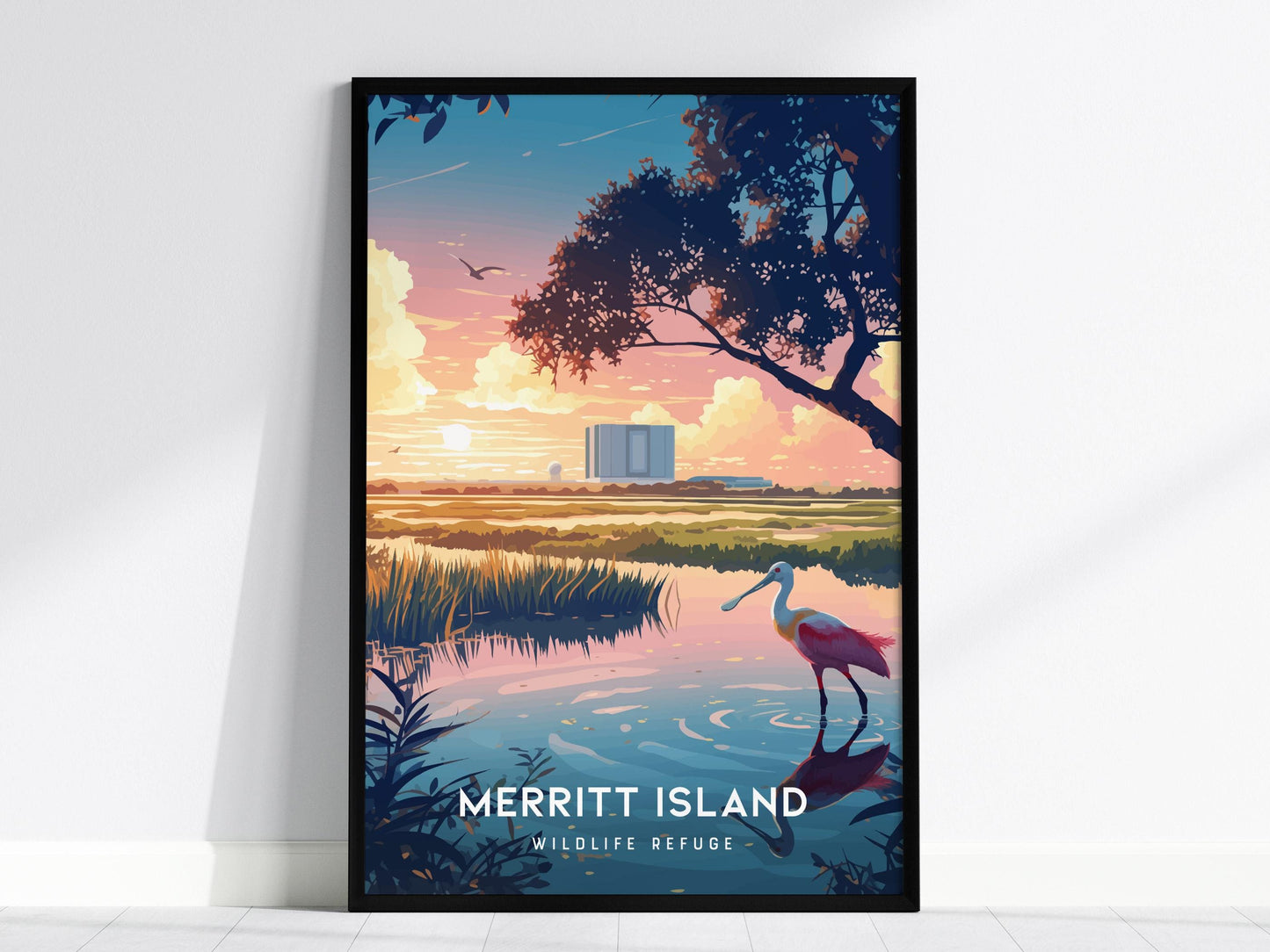 Merritt Island Wildlife Refuge Florida NASA Space Coast Framed Travel Print Wall Art