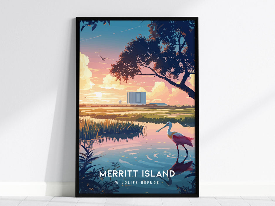 Merritt Island Wildlife Refuge Florida NASA Space Coast Framed Travel Print Wall Art