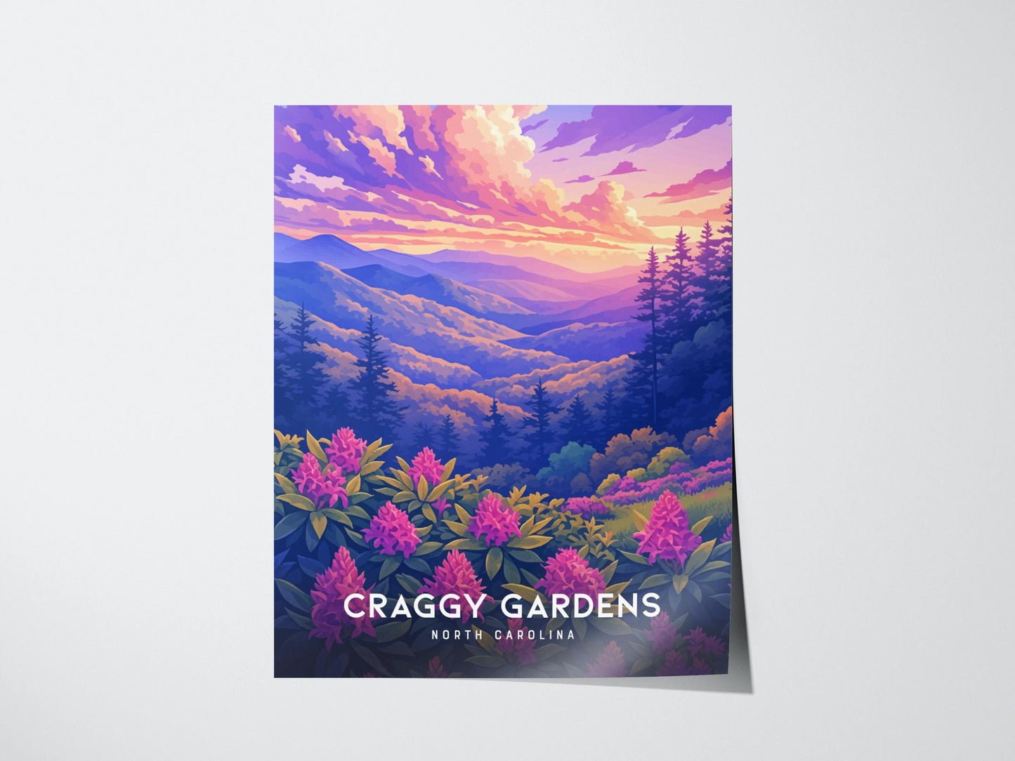 Craggy Gardens Blue Ridge Parkway North Carolina Framed Travel Print Wall Art