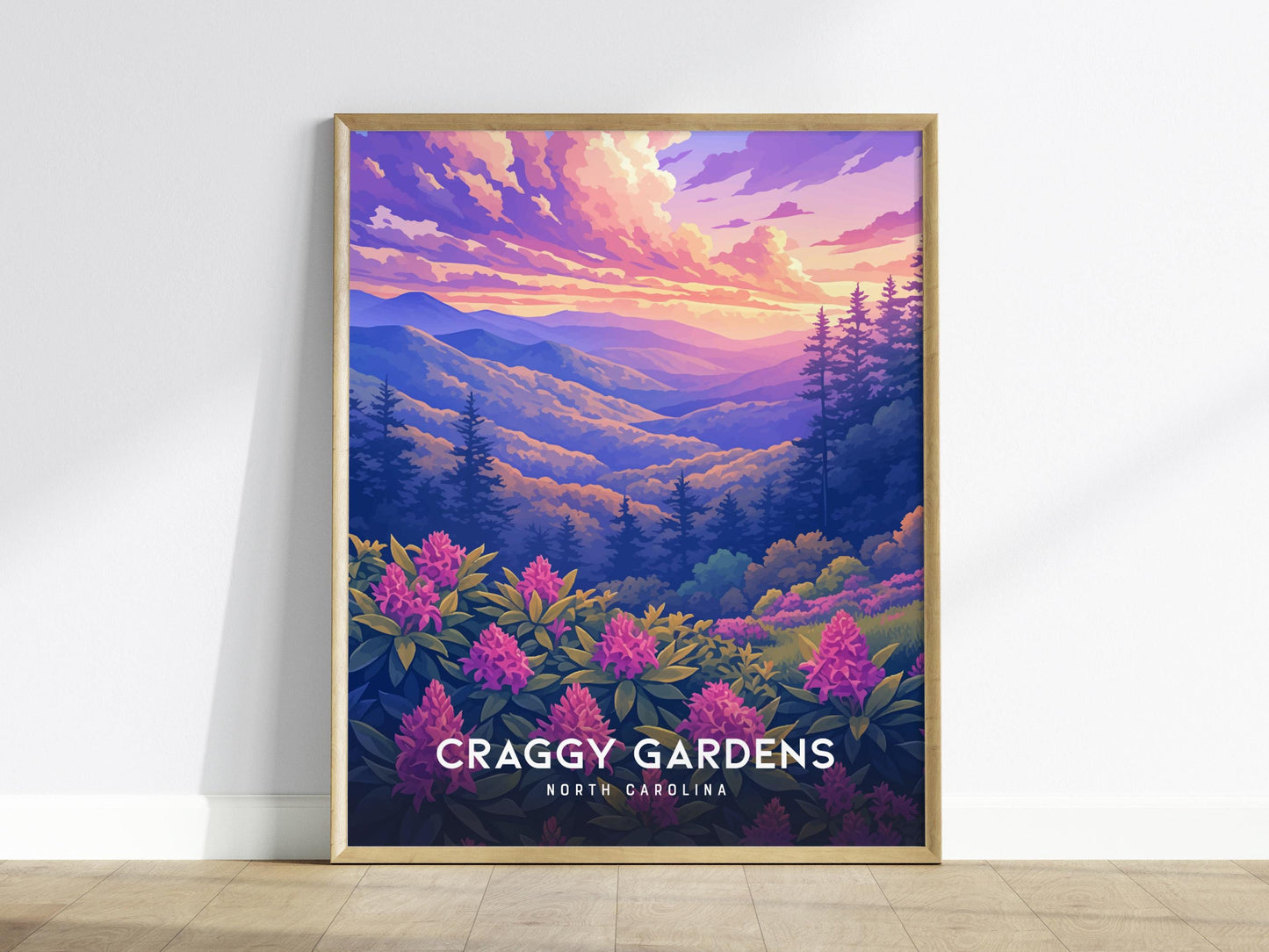 Craggy Gardens Blue Ridge Parkway North Carolina Framed Travel Print Wall Art
