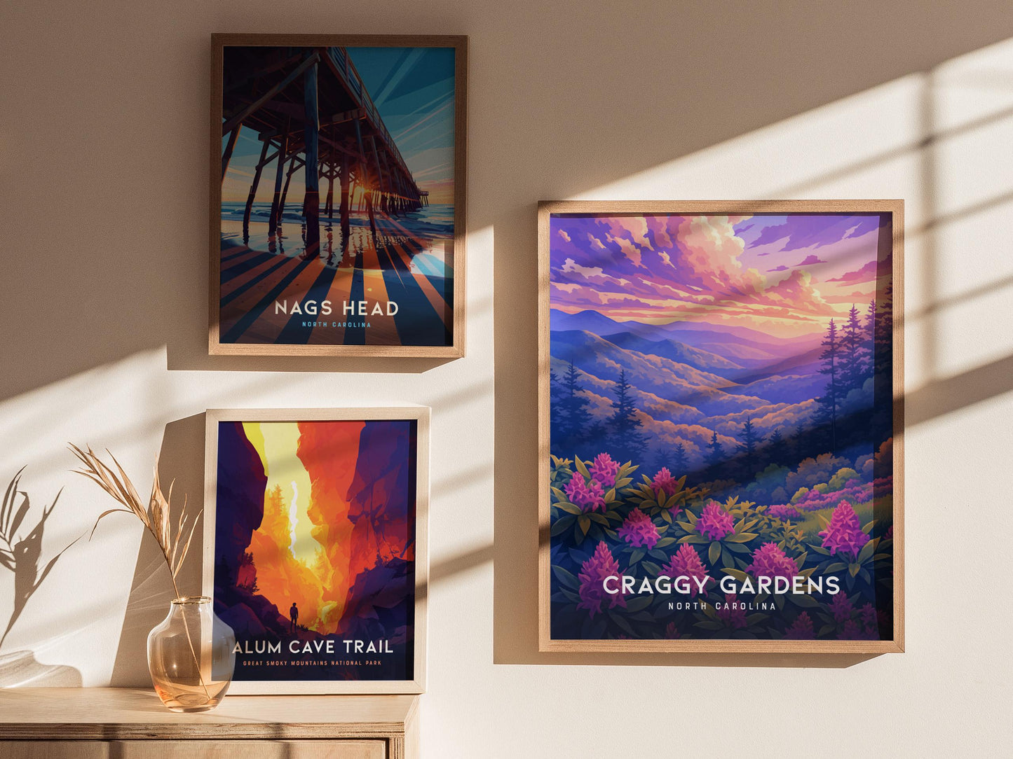 Craggy Gardens Blue Ridge Parkway North Carolina Framed Travel Print Wall Art