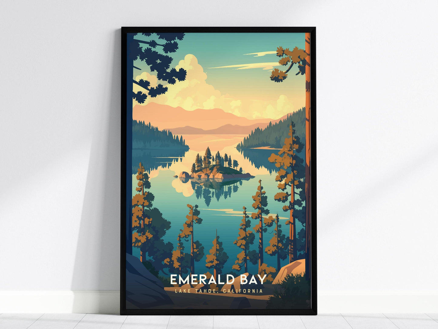 Emerald Bay State Park Lake Tahoe California Framed Travel Print Wall Art