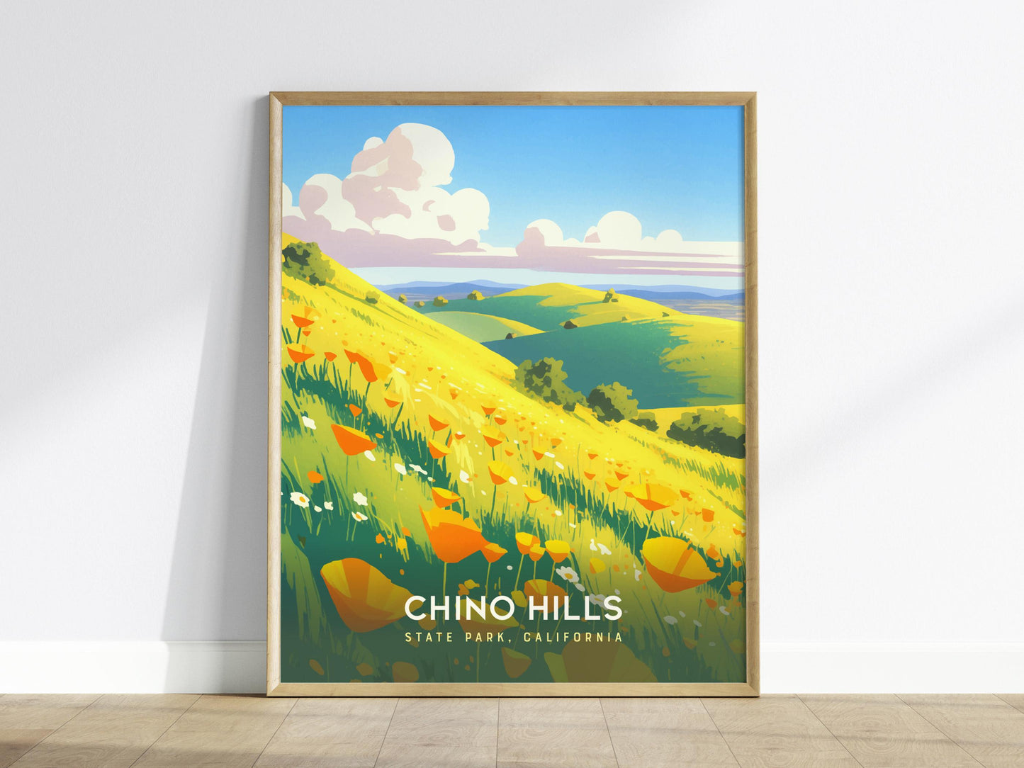Chino Hills State Park California Golden Wildflowers Framed Travel Print Wall Art