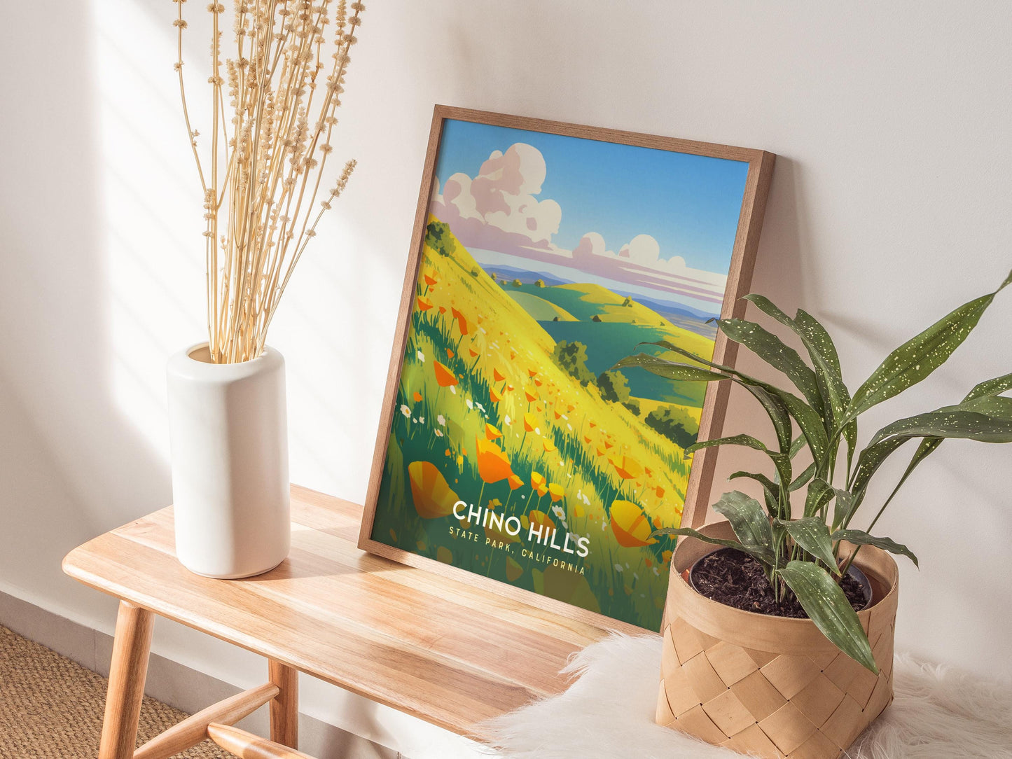 Chino Hills State Park California Golden Wildflowers Framed Travel Print Wall Art