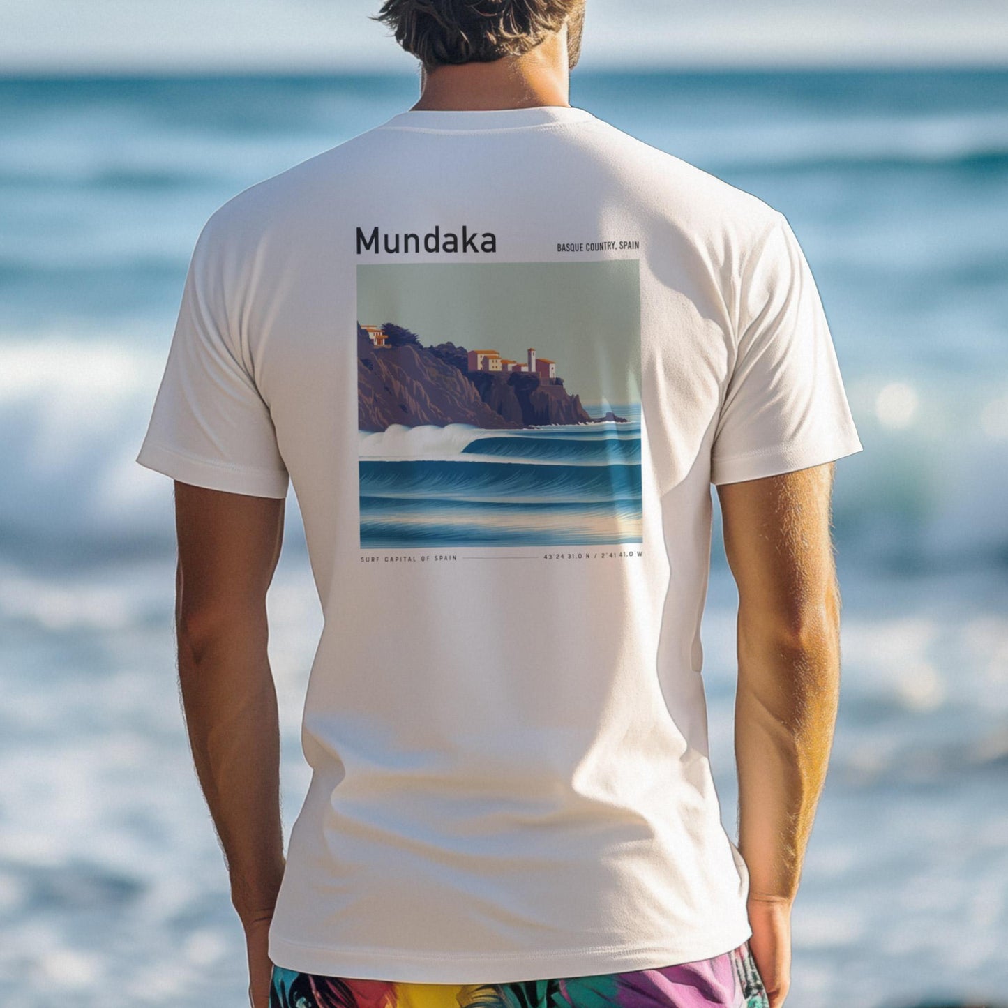 Mundaka Basque Country Spain Surf Shirt Vintage Pocket Tee