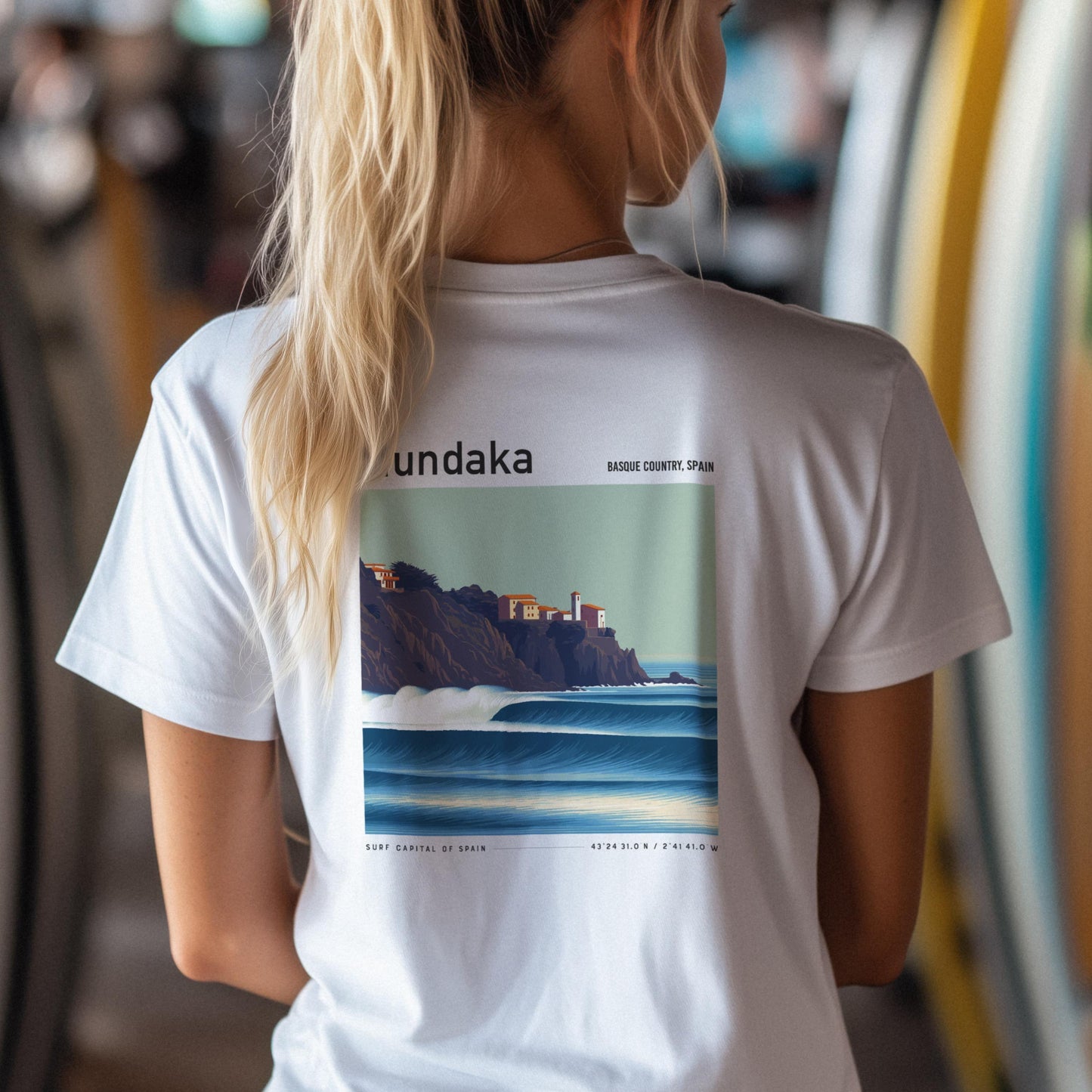 Mundaka Basque Country Spain Surf Shirt Vintage Pocket Tee