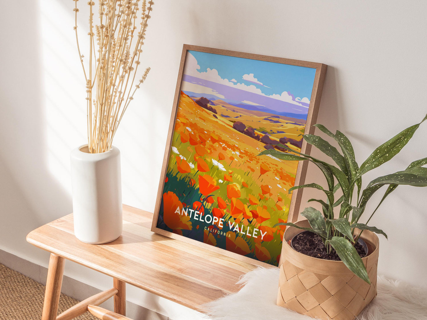 Antelope Valley Poppy California Super Bloom Framed Travel Print Wall Art