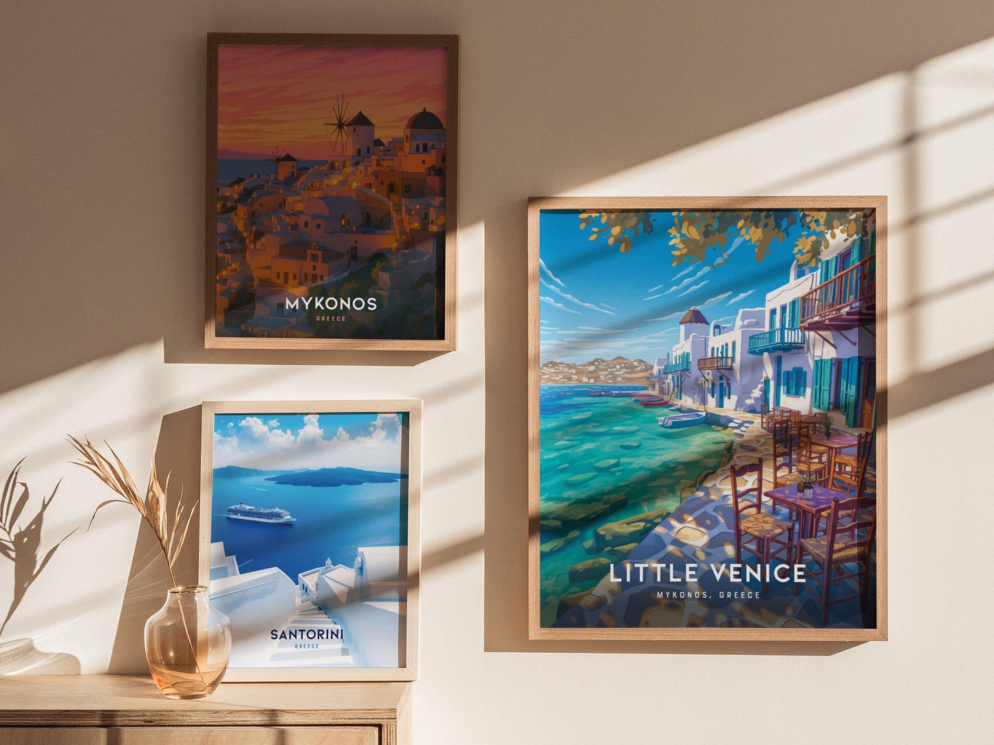 Little Venice Mykonos Greek Island Framed Travel Print Wall Art