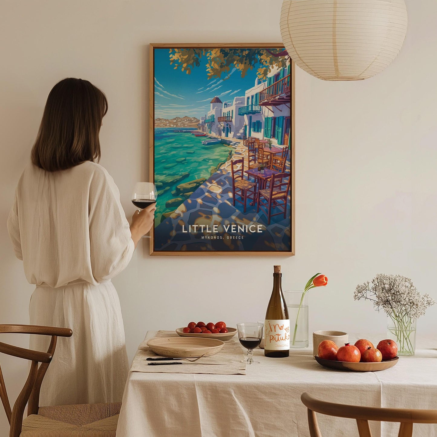 Little Venice Mykonos Greek Island Framed Travel Print Wall Art