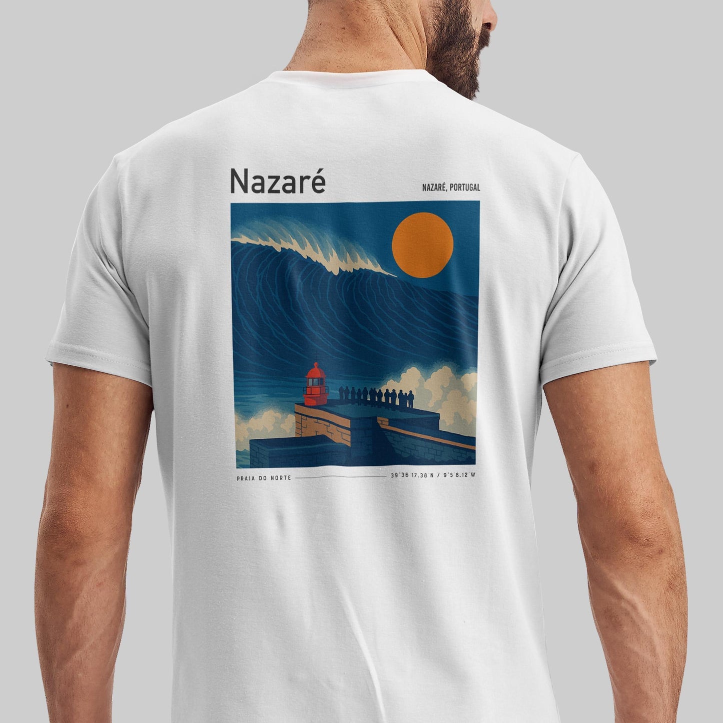 Nazaré Portugal Surf Shirt Vintage Style Pocket Tee