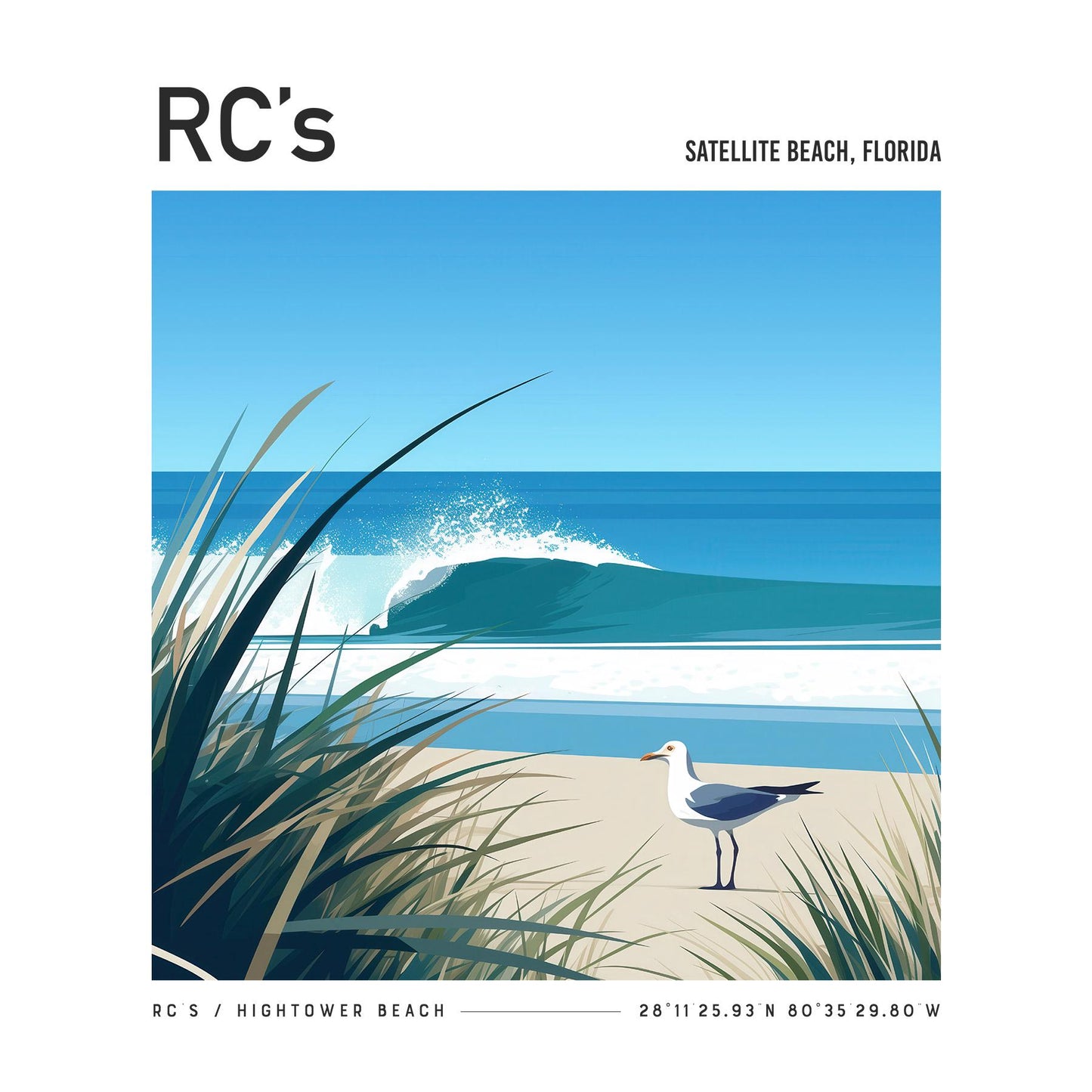 RCs Satellite Beach Florida Surf Shirt Retro Pocket Tee