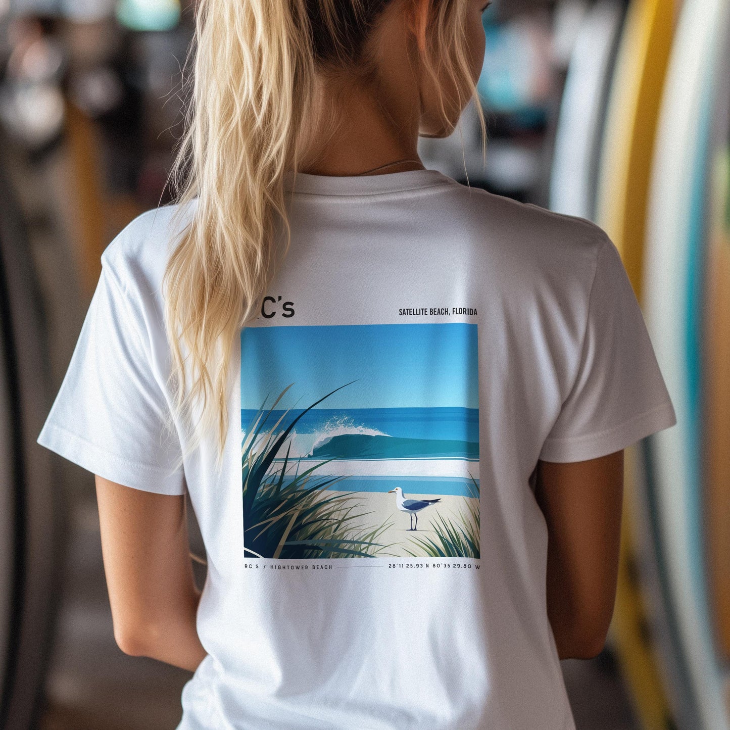 RCs Satellite Beach Florida Surf Shirt Retro Pocket Tee
