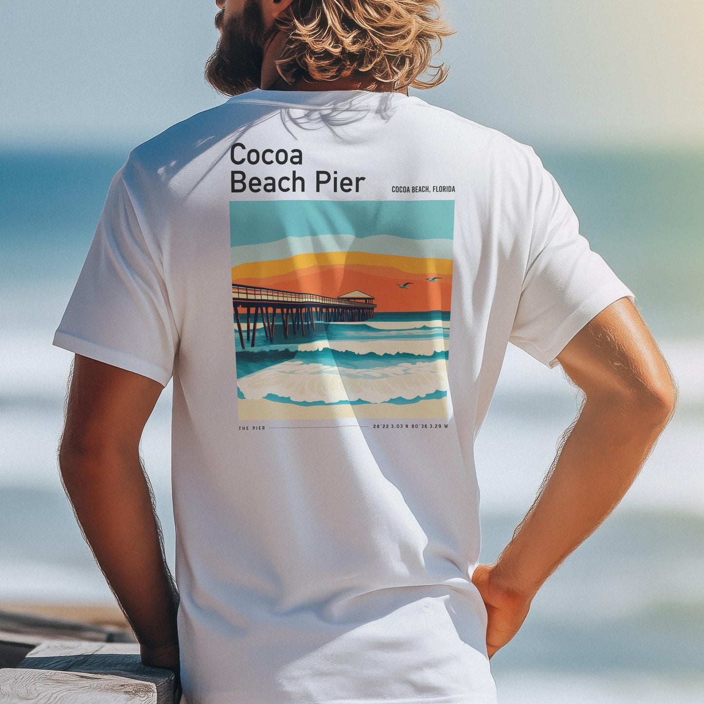 Cocoa Beach Pier Florida Surf Shirt Classic Pocket Tee