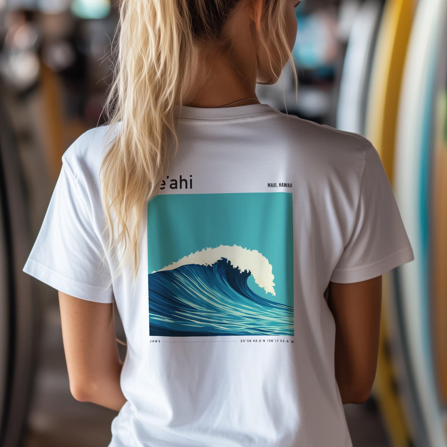 Pe'ahi Jaws Big Wave Maui Hawaii Surf Shirt Pocket Tee