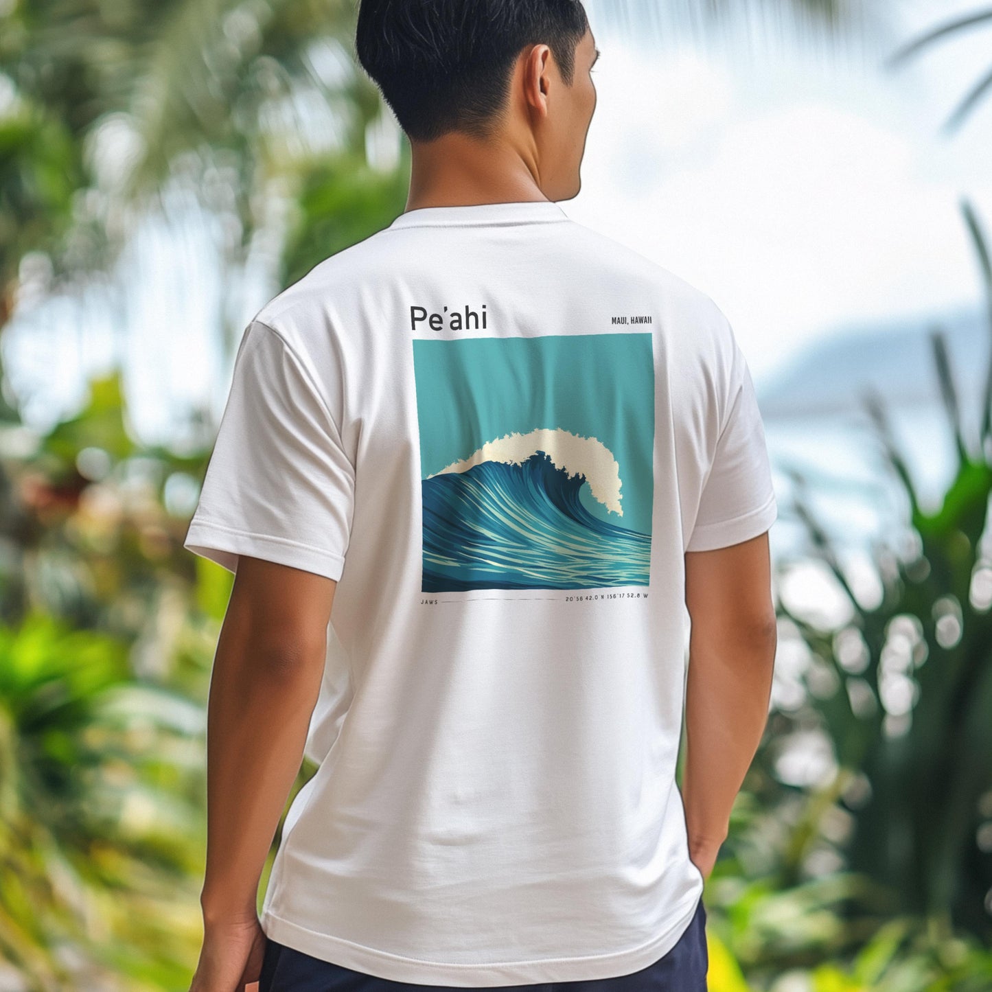 Pe'ahi Jaws Big Wave Maui Hawaii Surf Shirt Pocket Tee