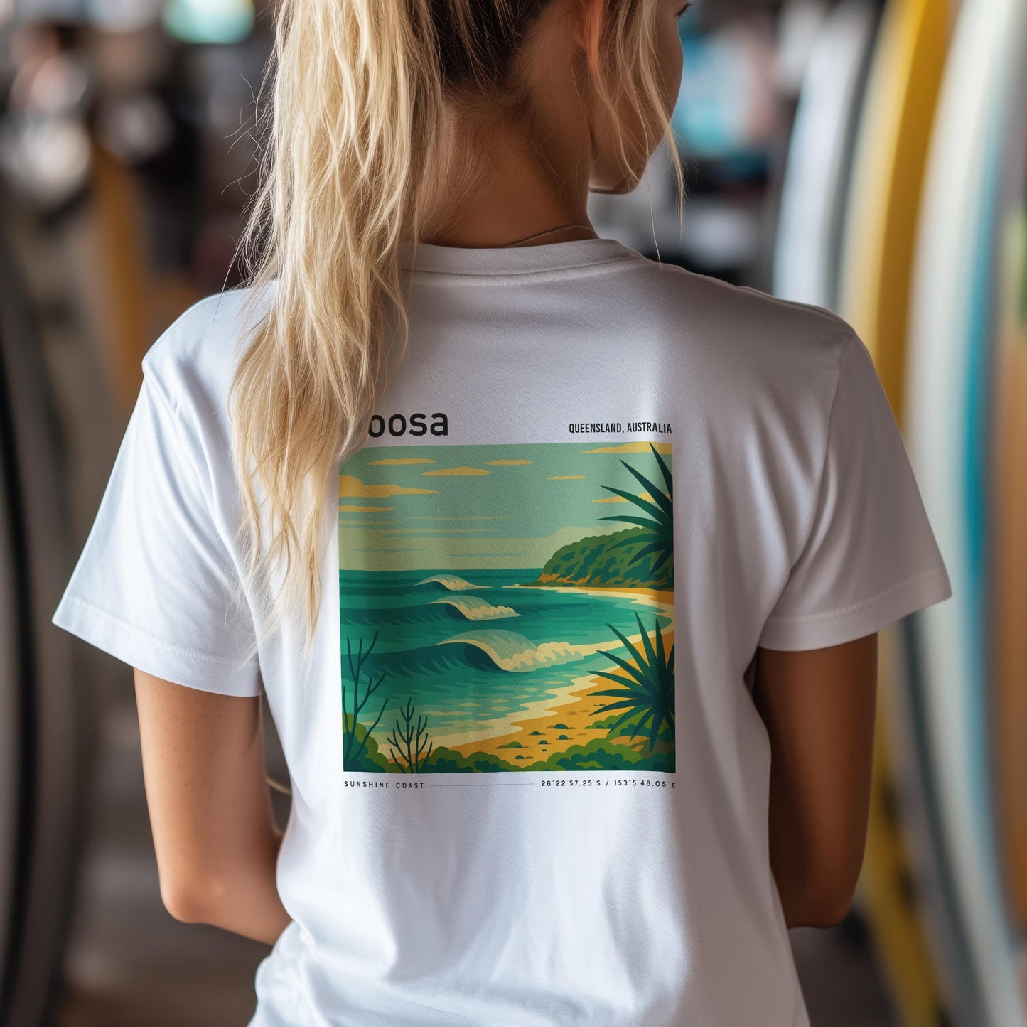 Noosa Australia Longboard Wave Surf Shirt Pocket Tee