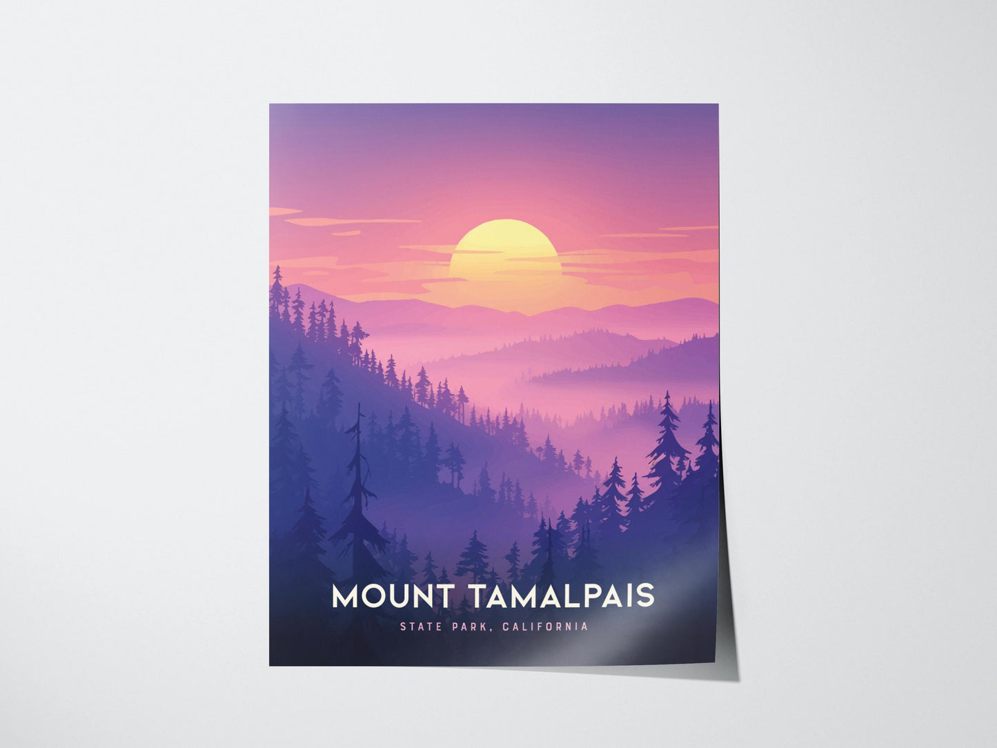Mount Tamalpais State Park California Sunset Framed Travel Print Wall Art