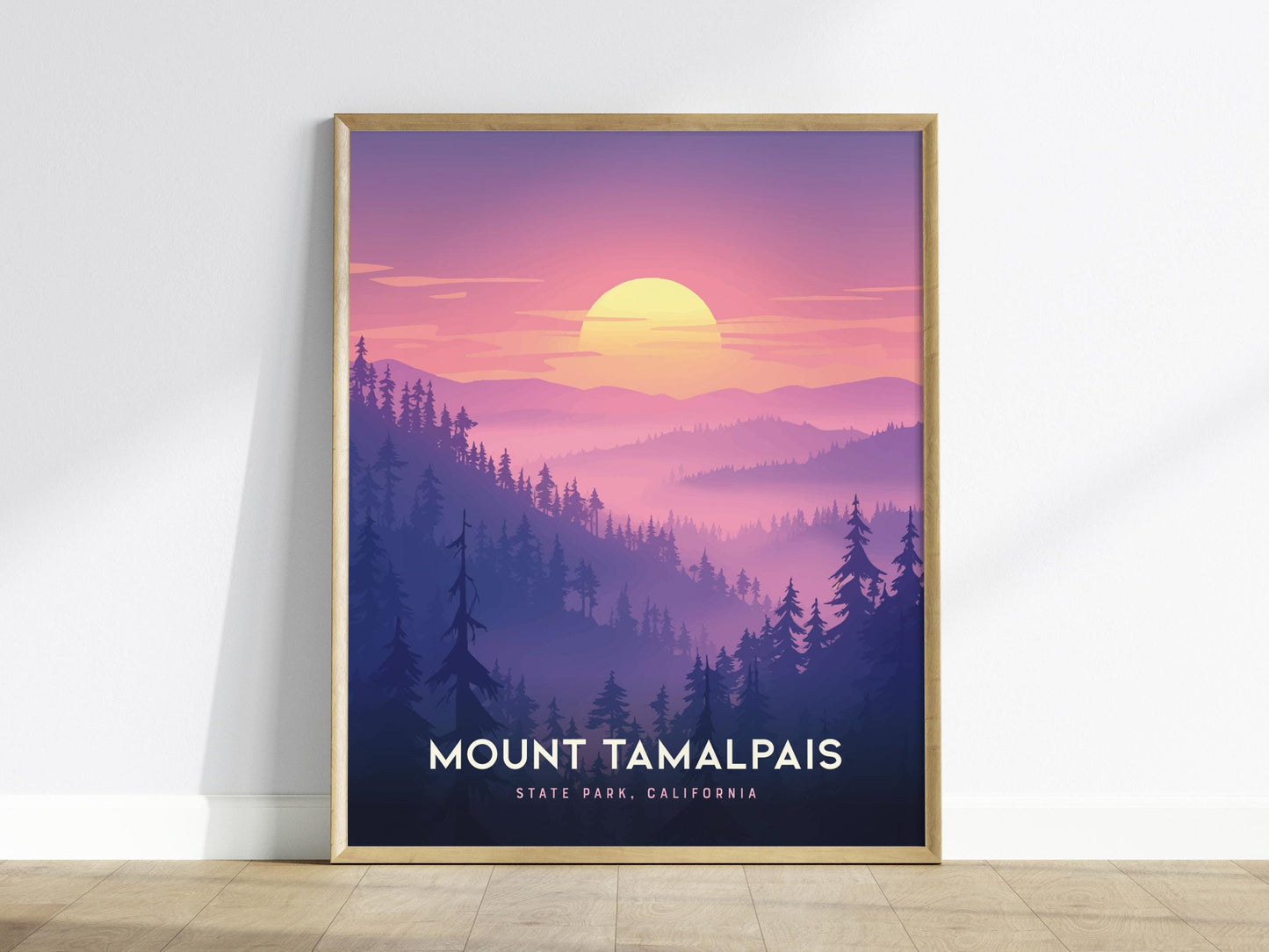 Mount Tamalpais State Park California Sunset Framed Travel Print Wall Art