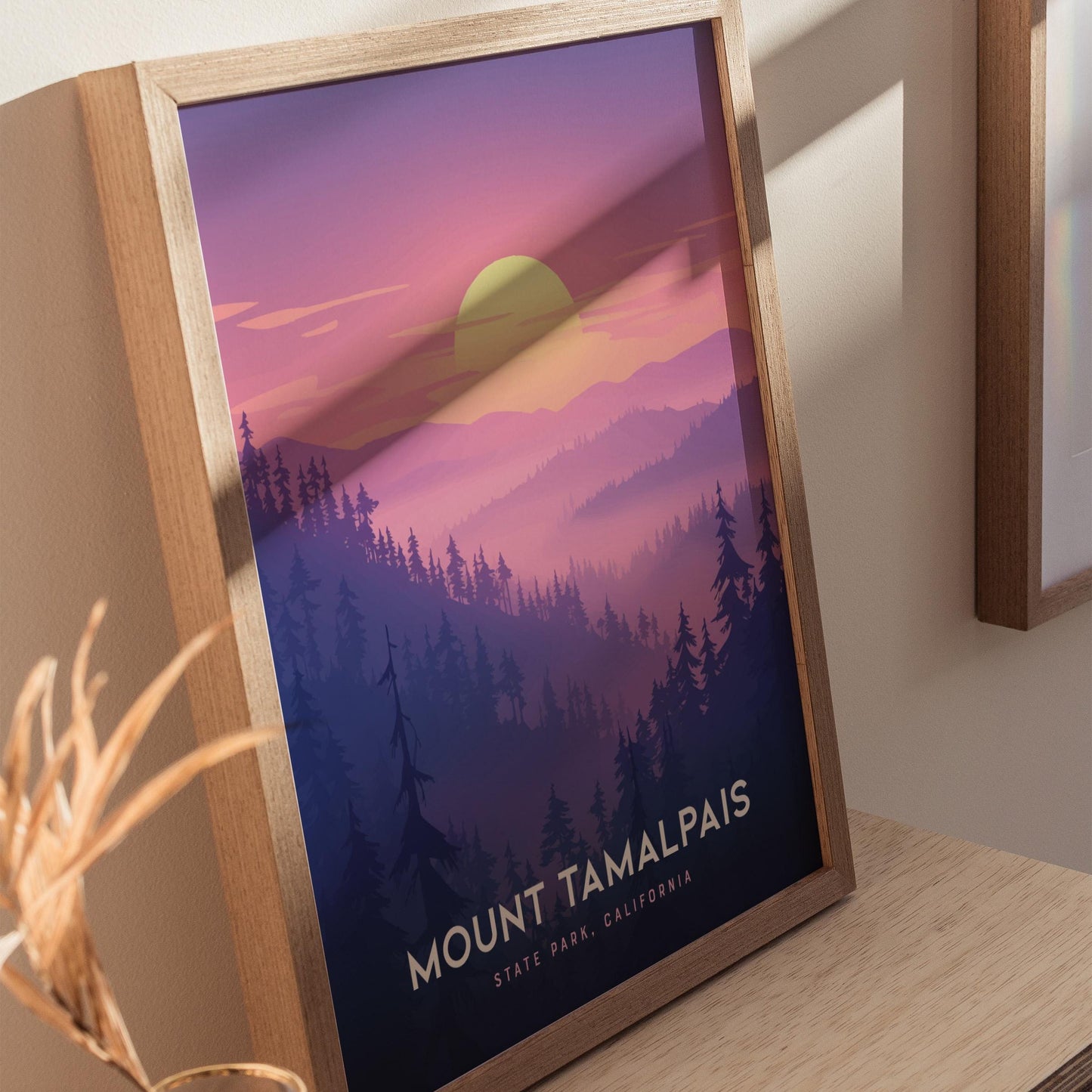 Mount Tamalpais State Park California Sunset Framed Travel Print Wall Art