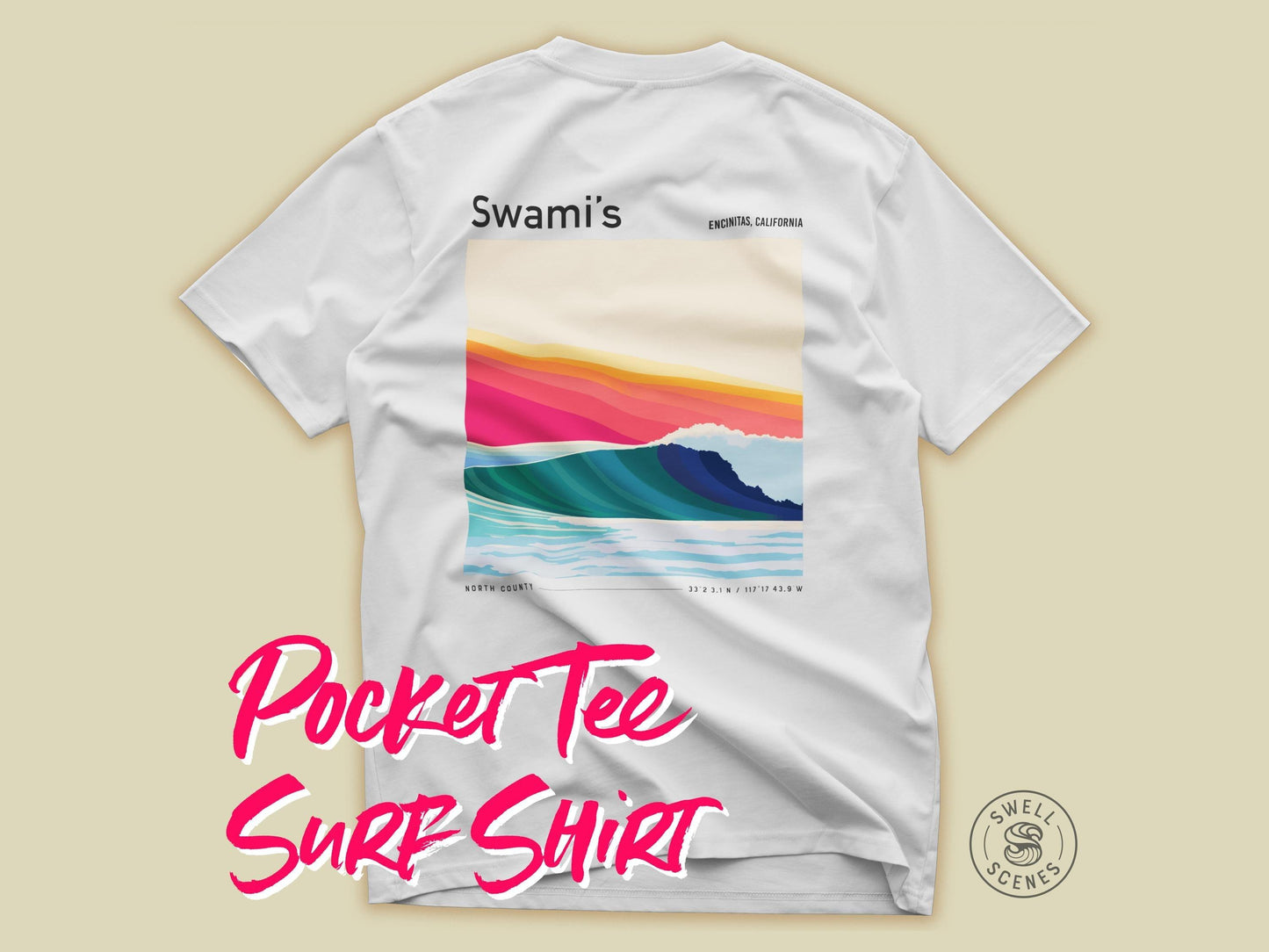 Swami's Encinitas California Vintage Surf Shirt Pocket T-Shirt