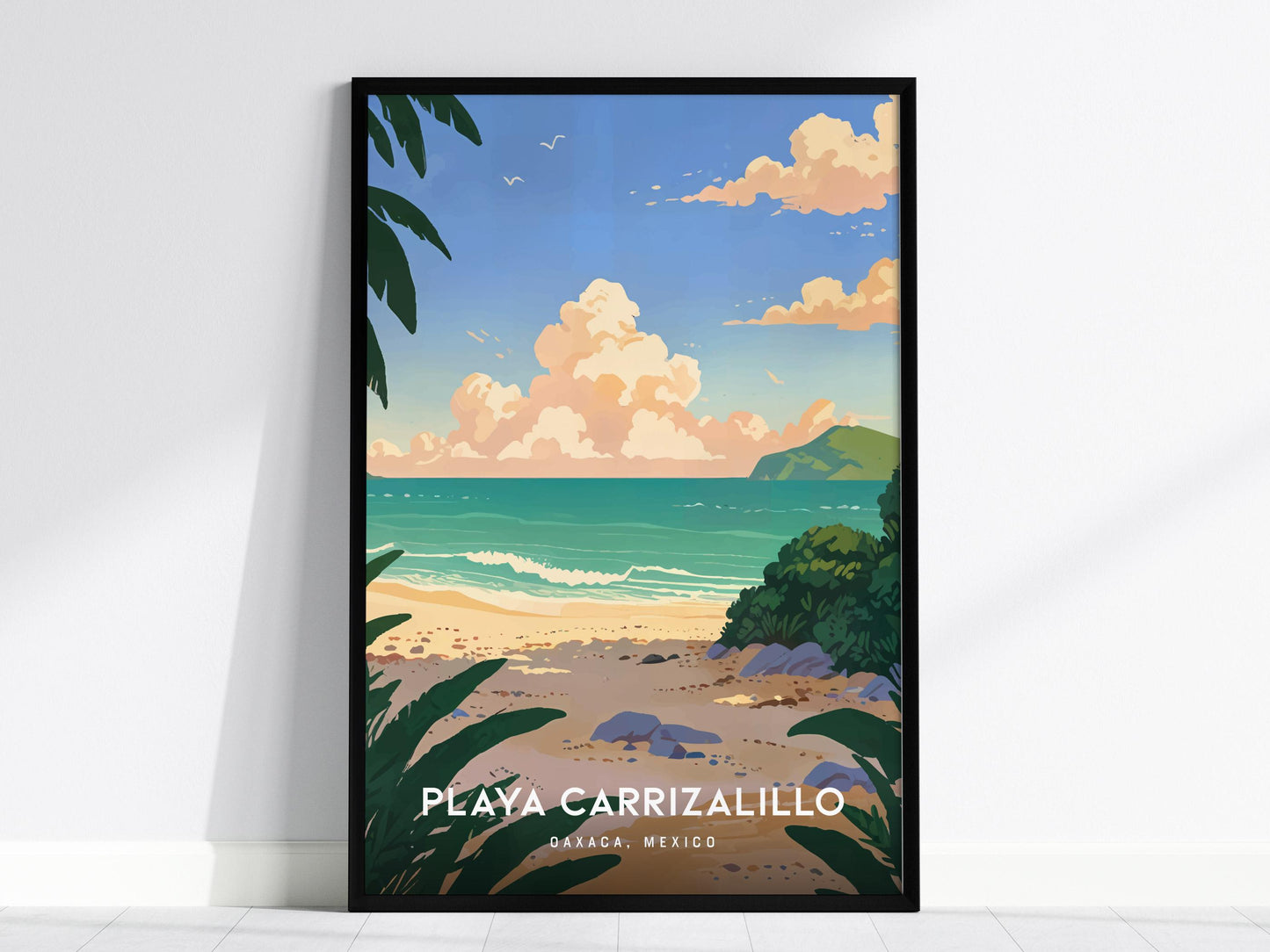 Playa Carrizalillo Oaxaca Beach Mexico Wall Art Framed Travel Print Wall Art